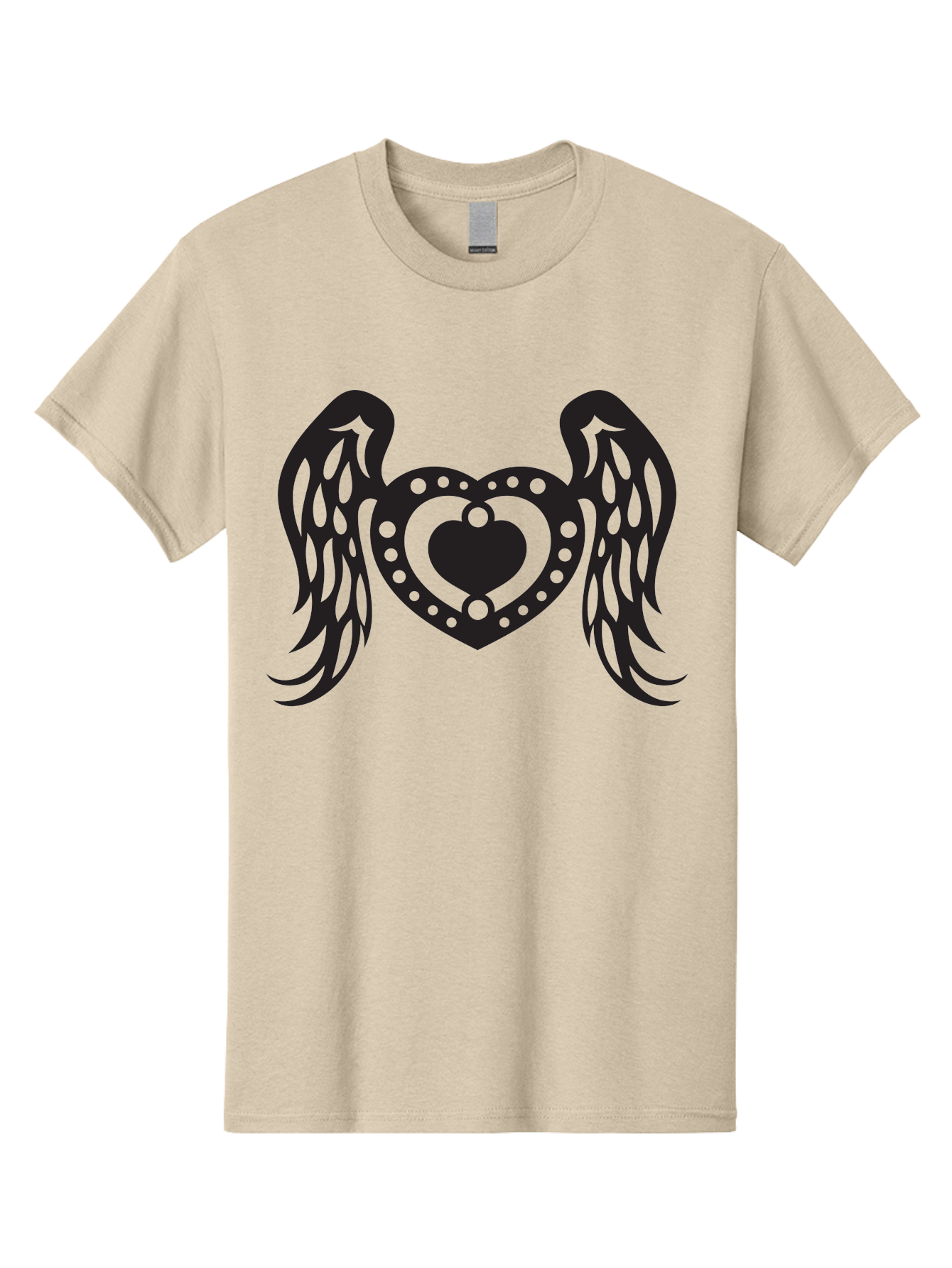Heart-With-Wings Men'S Graphic Tee, 100% Cotton, Comfortable Casual Summer Wear, Machine Washable, Heart With Wings, Decorative Heart Design, Symbolic Heart Art, Winged Heart Illustration, Love Symbol, Heart Icon, Angel Wings, Aab287