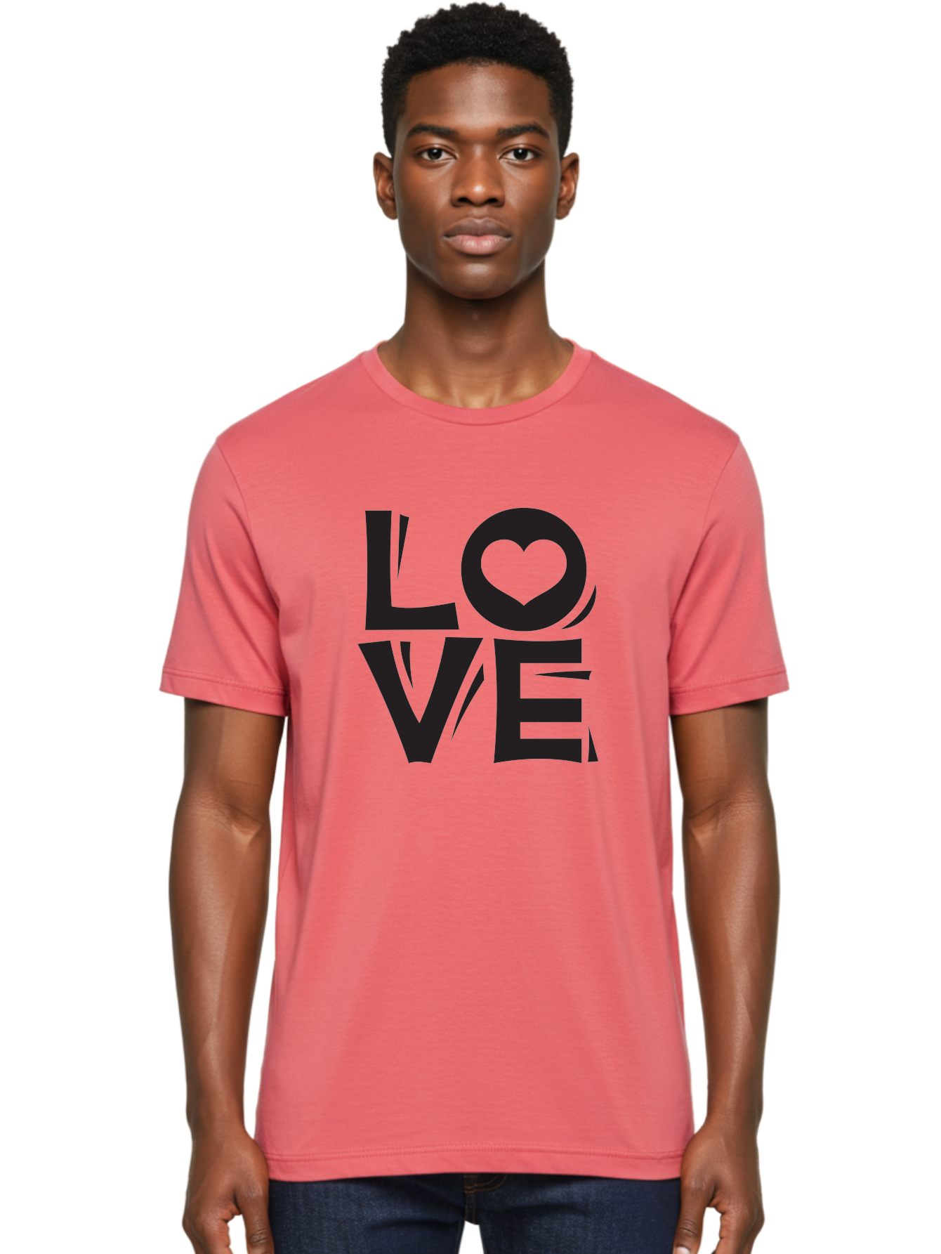 Love-1 Men'S Graphic Tee, 100% Cotton, Comfortable Casual Summer Wear, Machine Washable, Love Typography, Heart Symbol, Black Lettering, Bold Font, Quirky Design, Love Message, Abstract Art, Modern Style Aab289