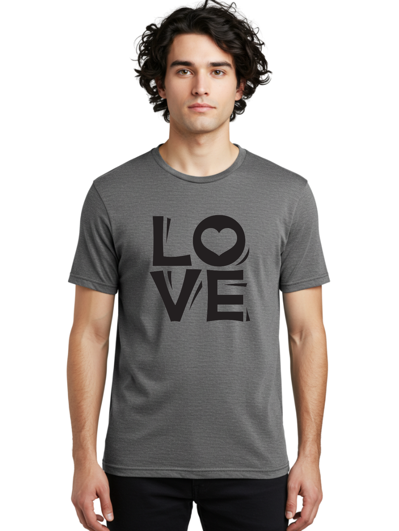 Love-1 Men'S Graphic Tee, 100% Cotton, Comfortable Casual Summer Wear, Machine Washable, Love Typography, Heart Symbol, Black Lettering, Bold Font, Quirky Design, Love Message, Abstract Art, Modern Style Aab289