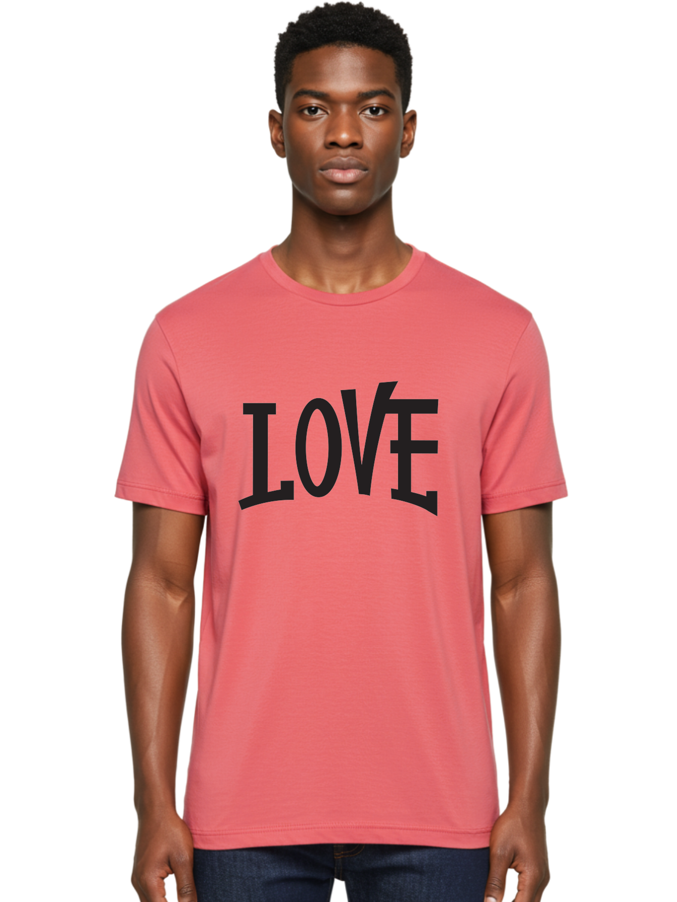 Love-2 Men'S Graphic Tee, 100% Cotton, Comfortable Casual Summer Wear, Machine Washable, Love Typography, Black Font, Bold Letters, Emotional Words, Heartfelt Expression, Love Quote, Typographic Art Aab290