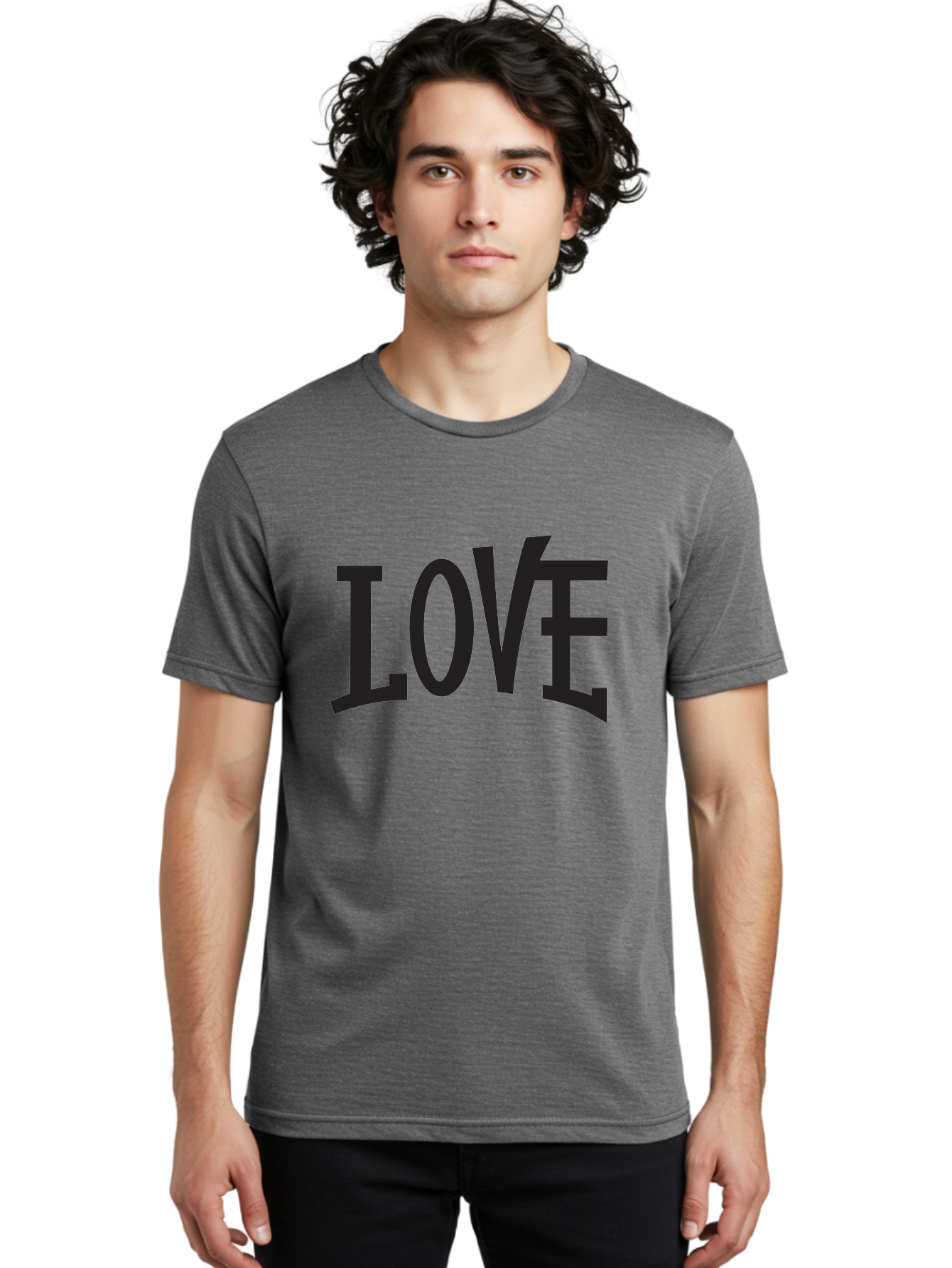 Love-2 Men'S Graphic Tee, 100% Cotton, Comfortable Casual Summer Wear, Machine Washable, Love Typography, Black Font, Bold Letters, Emotional Words, Heartfelt Expression, Love Quote, Typographic Art Aab290