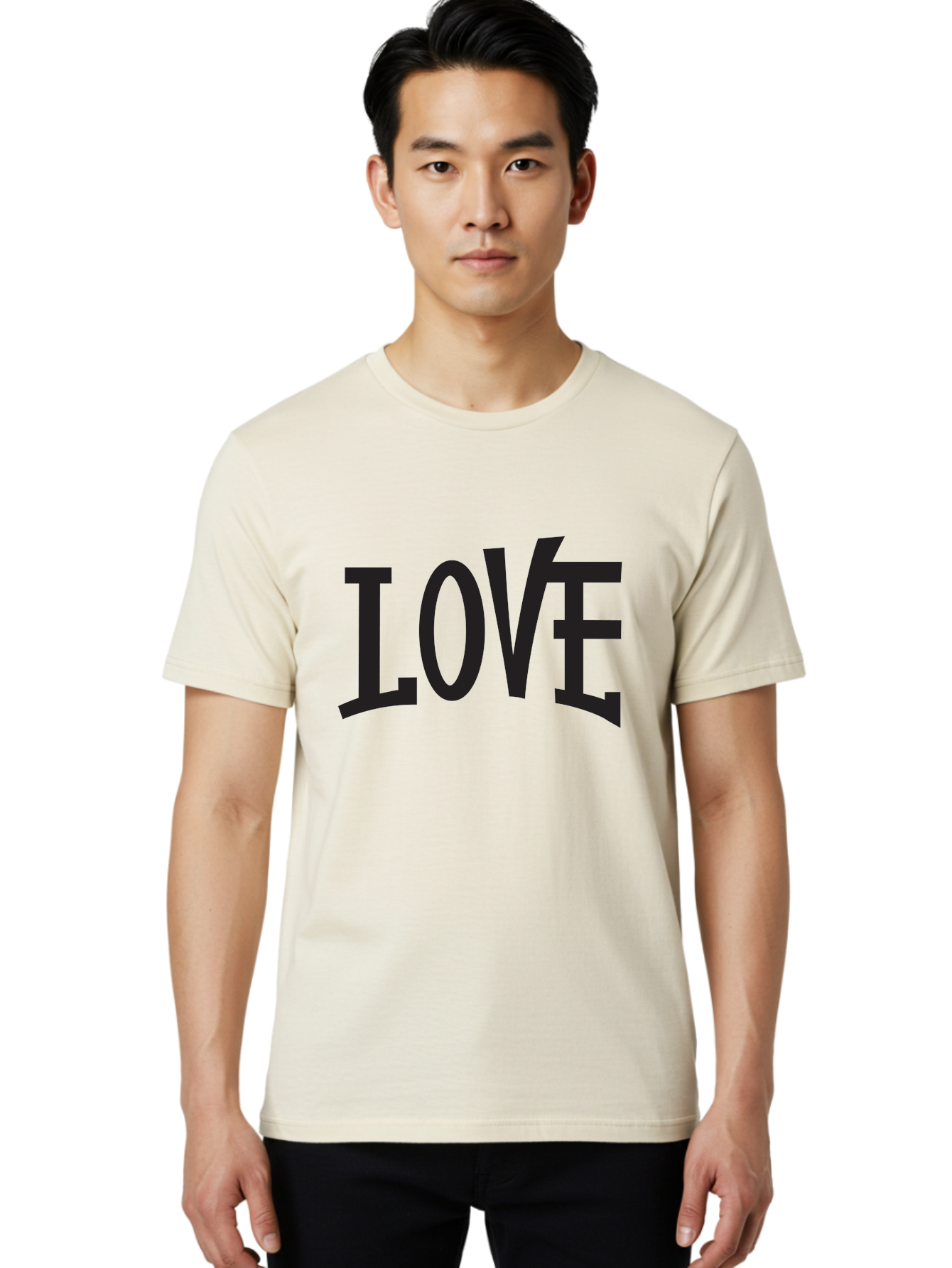 Love-2 Men'S Graphic Tee, 100% Cotton, Comfortable Casual Summer Wear, Machine Washable, Love Typography, Black Font, Bold Letters, Emotional Words, Heartfelt Expression, Love Quote, Typographic Art Aab290