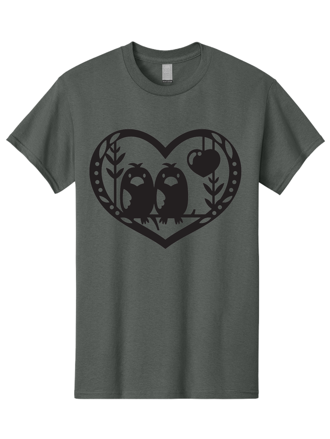 Love-Birds-1 Men'S Graphic Tee, 100% Cotton, Comfortable Casual Summer Wear, Machine Washable, Pair Of Birds Perched On Branch, Heart-Shaped Frame, Love Symbolism, Decorative Design, Minimalist Style, Simple Shapes, Cute Illustration, Aab291