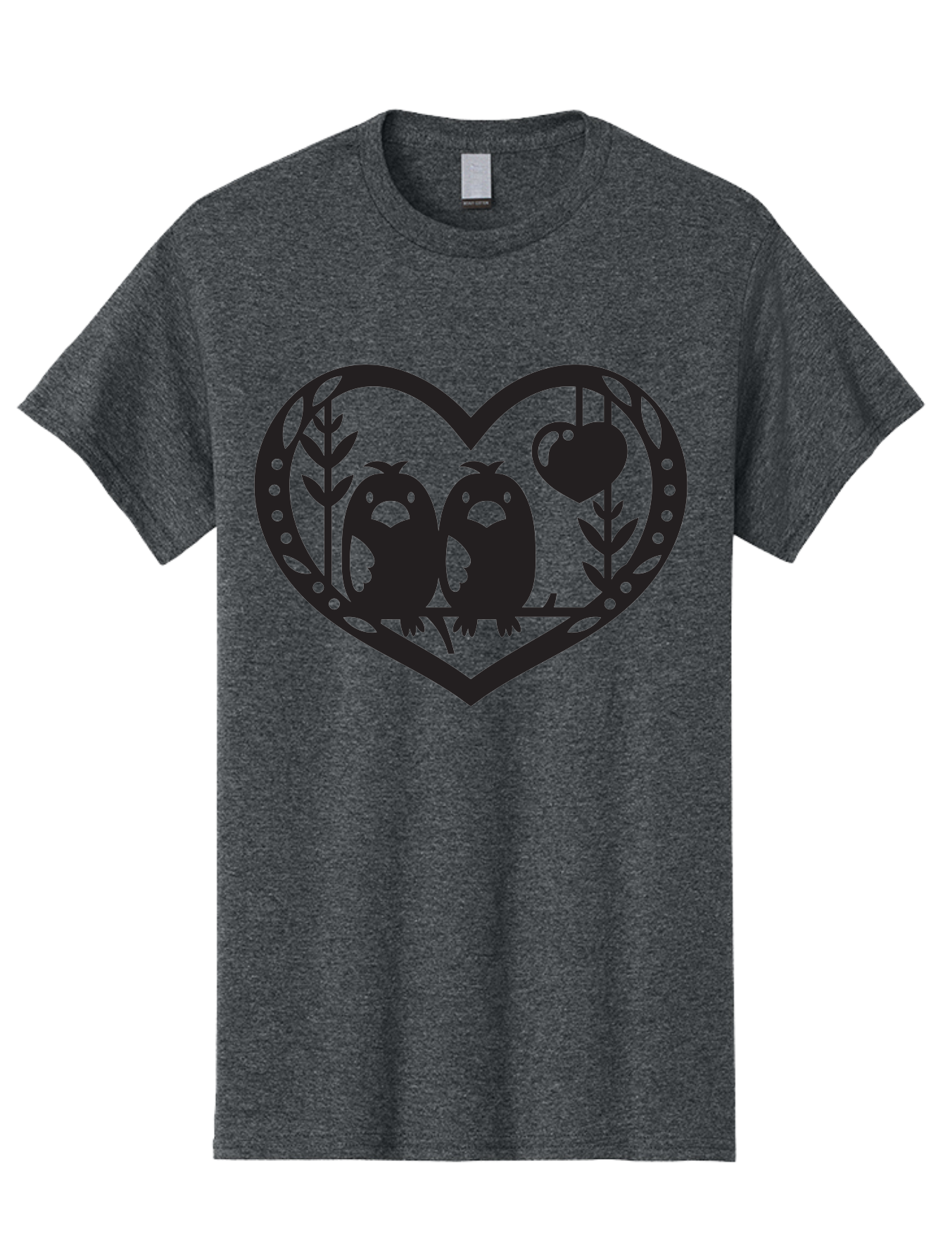 Love-Birds-1 Men'S Graphic Tee, 100% Cotton, Comfortable Casual Summer Wear, Machine Washable, Pair Of Birds Perched On Branch, Heart-Shaped Frame, Love Symbolism, Decorative Design, Minimalist Style, Simple Shapes, Cute Illustration, Aab291