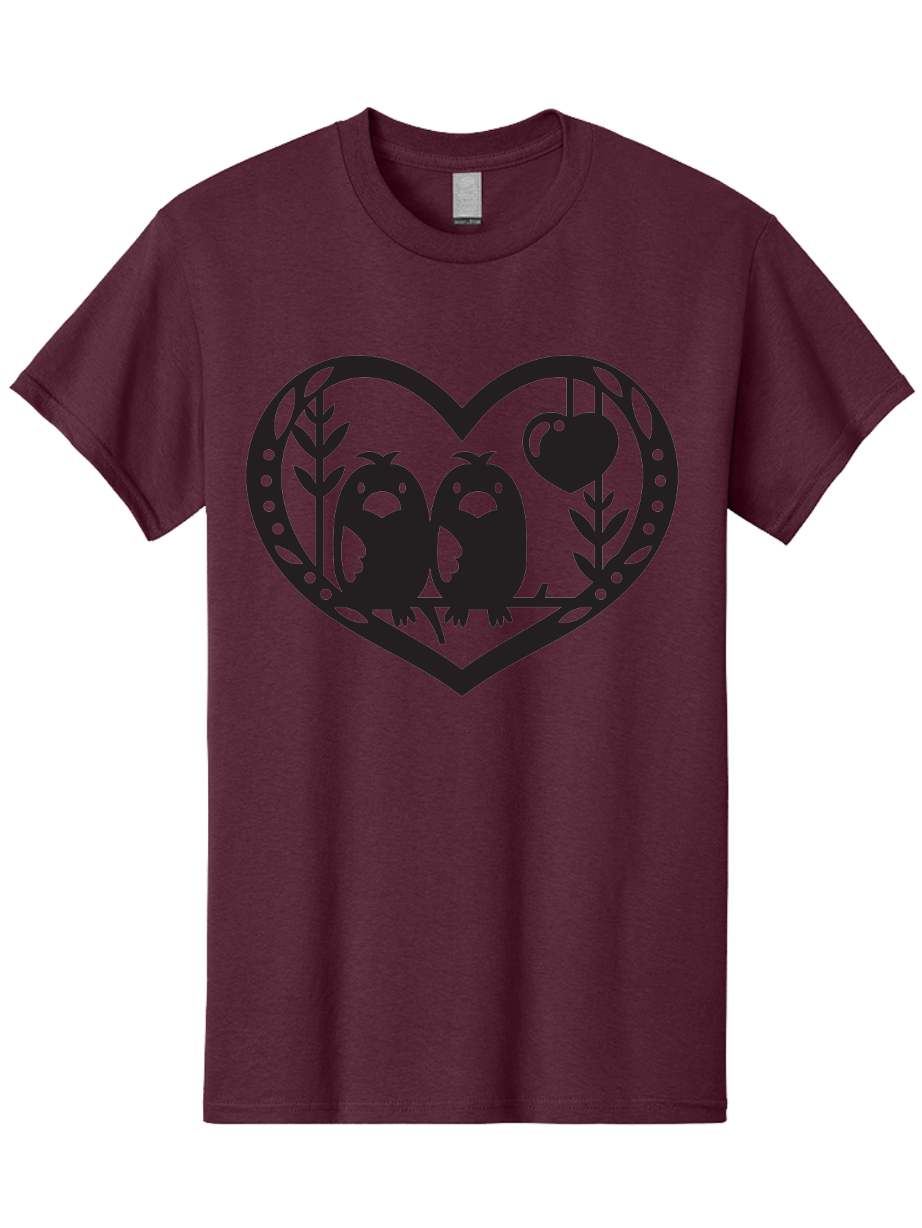 Love-Birds-1 Men'S Graphic Tee, 100% Cotton, Comfortable Casual Summer Wear, Machine Washable, Pair Of Birds Perched On Branch, Heart-Shaped Frame, Love Symbolism, Decorative Design, Minimalist Style, Simple Shapes, Cute Illustration, Aab291