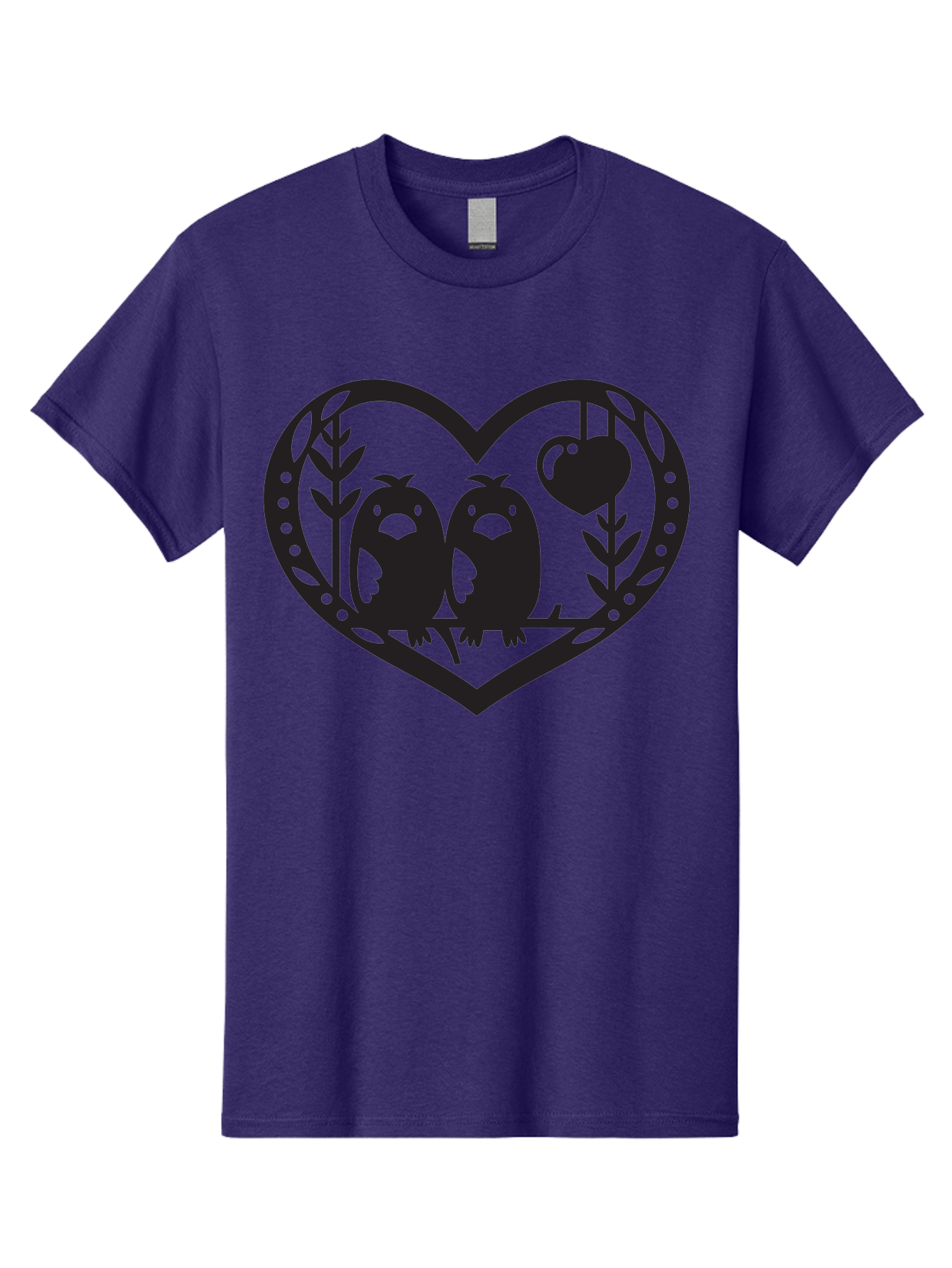 Love-Birds-1 Men'S Graphic Tee, 100% Cotton, Comfortable Casual Summer Wear, Machine Washable, Pair Of Birds Perched On Branch, Heart-Shaped Frame, Love Symbolism, Decorative Design, Minimalist Style, Simple Shapes, Cute Illustration, Aab291