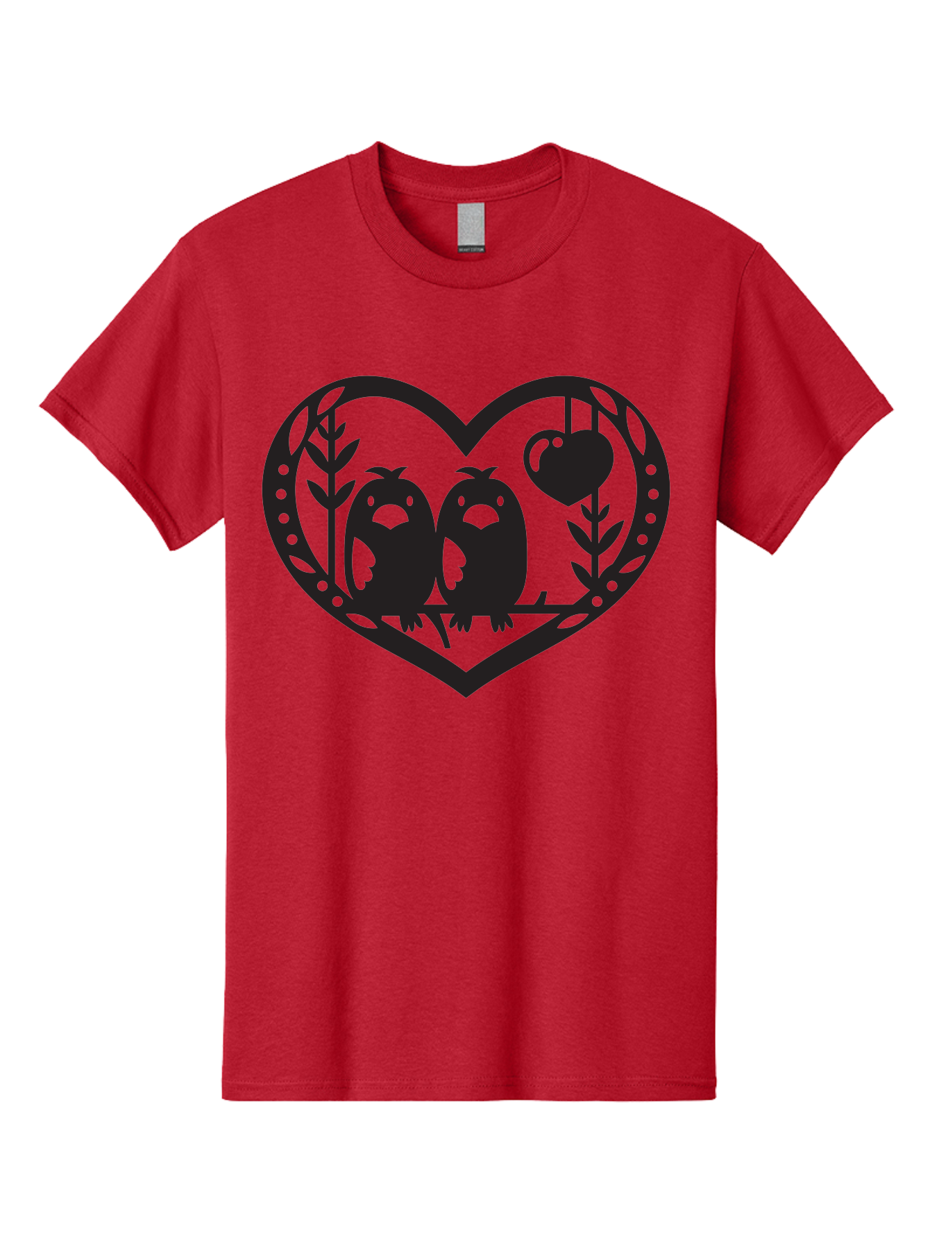 Love-Birds-1 Men'S Graphic Tee, 100% Cotton, Comfortable Casual Summer Wear, Machine Washable, Pair Of Birds Perched On Branch, Heart-Shaped Frame, Love Symbolism, Decorative Design, Minimalist Style, Simple Shapes, Cute Illustration, Aab291