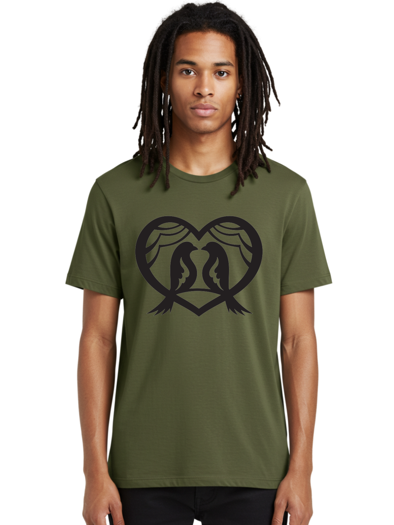 Love-Birds Men'S Graphic Tee, 100% Cotton, Comfortable Casual Summer Wear, Machine Washable, Two Doves, Doves Kissing, Heart Shape, Symbol Of Love, Peaceful Doves, Love Birds, Heart Symbol, Gentle Creatures, Symbolic Art, Dove Hearts Aab293