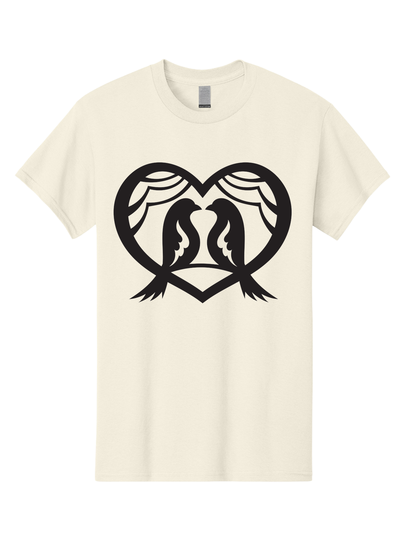 Love-Birds Men'S Graphic Tee, 100% Cotton, Comfortable Casual Summer Wear, Machine Washable, Two Doves, Doves Kissing, Heart Shape, Symbol Of Love, Peaceful Doves, Love Birds, Heart Symbol, Gentle Creatures, Symbolic Art, Dove Hearts Aab293
