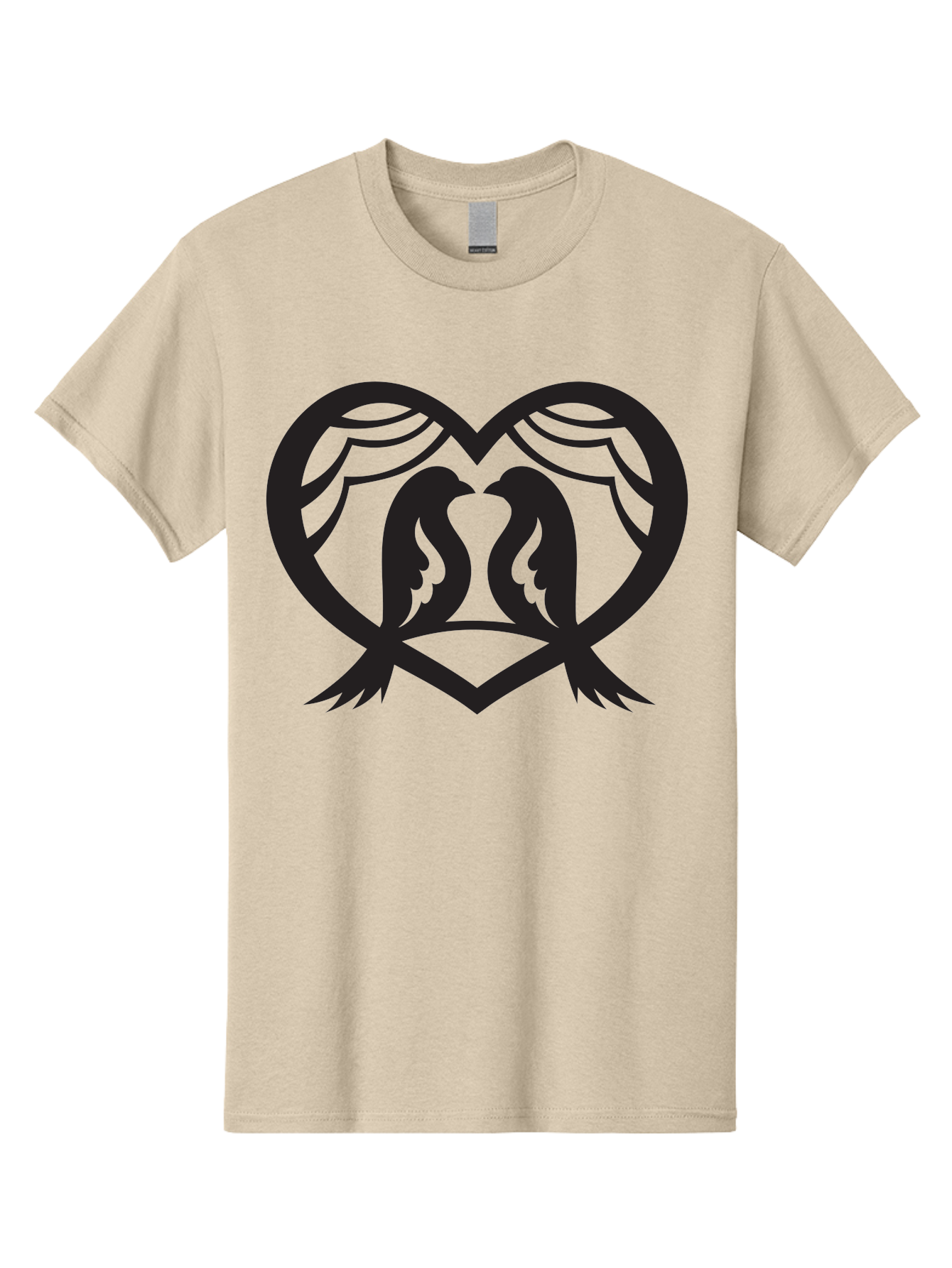 Love-Birds Men'S Graphic Tee, 100% Cotton, Comfortable Casual Summer Wear, Machine Washable, Two Doves, Doves Kissing, Heart Shape, Symbol Of Love, Peaceful Doves, Love Birds, Heart Symbol, Gentle Creatures, Symbolic Art, Dove Hearts Aab293