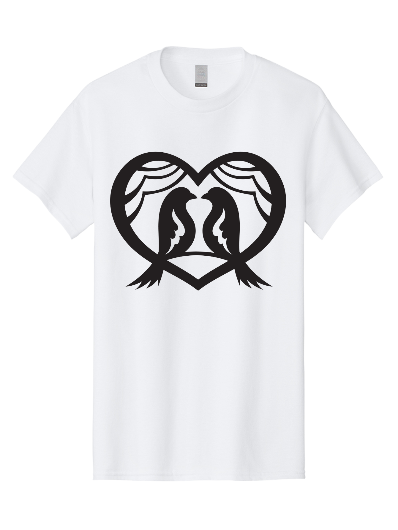 Love-Birds Men'S Graphic Tee, 100% Cotton, Comfortable Casual Summer Wear, Machine Washable, Two Doves, Doves Kissing, Heart Shape, Symbol Of Love, Peaceful Doves, Love Birds, Heart Symbol, Gentle Creatures, Symbolic Art, Dove Hearts Aab293
