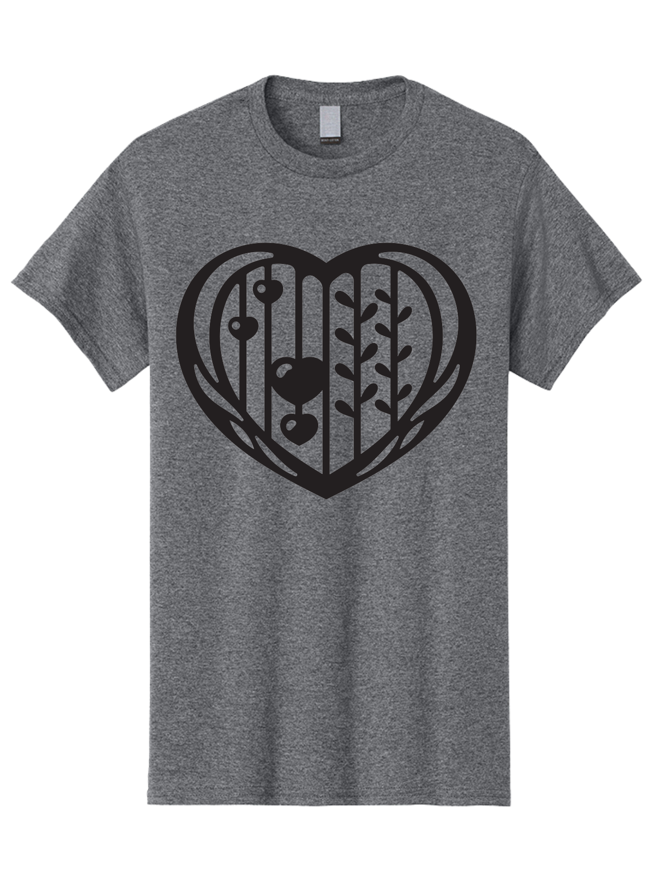 Mobile-Cage-Heart Men'S Graphic Tee, 100% Cotton, Comfortable Casual Summer Wear, Machine Washable, Heart-Shaped Cage, Bird Trapped, Love Symbol, Restricted Freedom, Emotional Confinement, Symbol Of Love, Heart, Birdcage Aab295