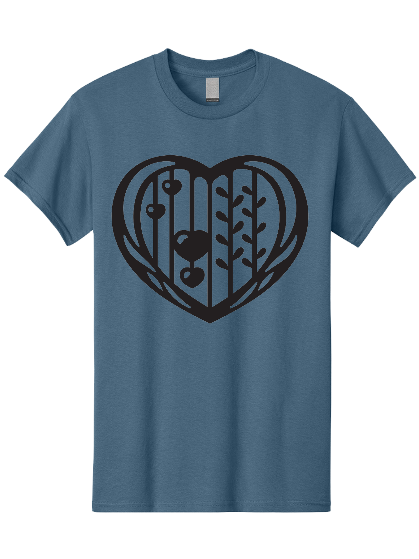 Mobile-Cage-Heart Men'S Graphic Tee, 100% Cotton, Comfortable Casual Summer Wear, Machine Washable, Heart-Shaped Cage, Bird Trapped, Love Symbol, Restricted Freedom, Emotional Confinement, Symbol Of Love, Heart, Birdcage Aab295