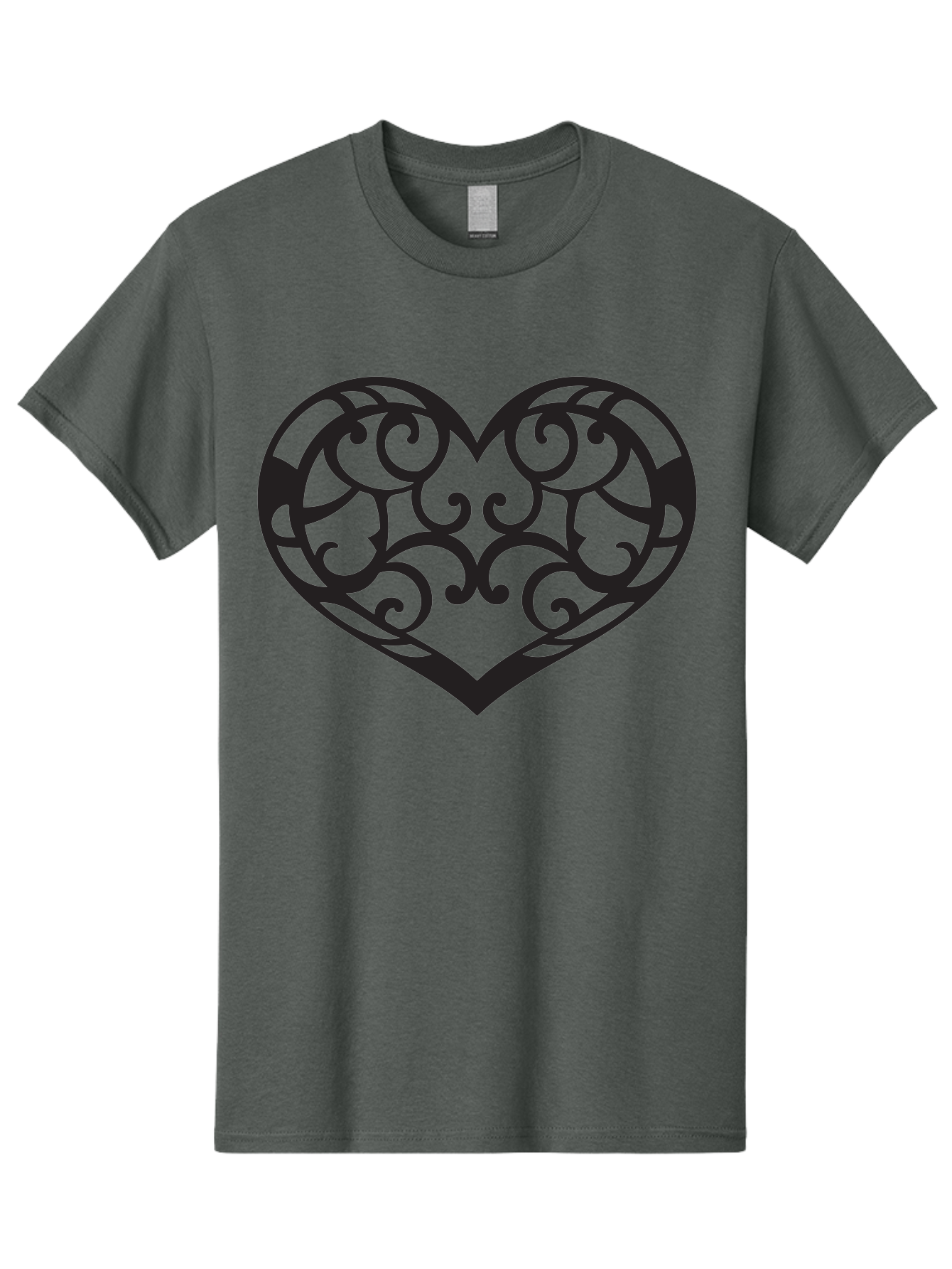 Ornate-Heart Men'S Graphic Tee, 100% Cotton, Comfortable Casual Summer Wear, Machine Washable, Ornate Heart Design, Swirling Patterns, Intricate Details, Symbolic Love, Decorative Art, Valentines Day Theme, Filigree Heart Aab296