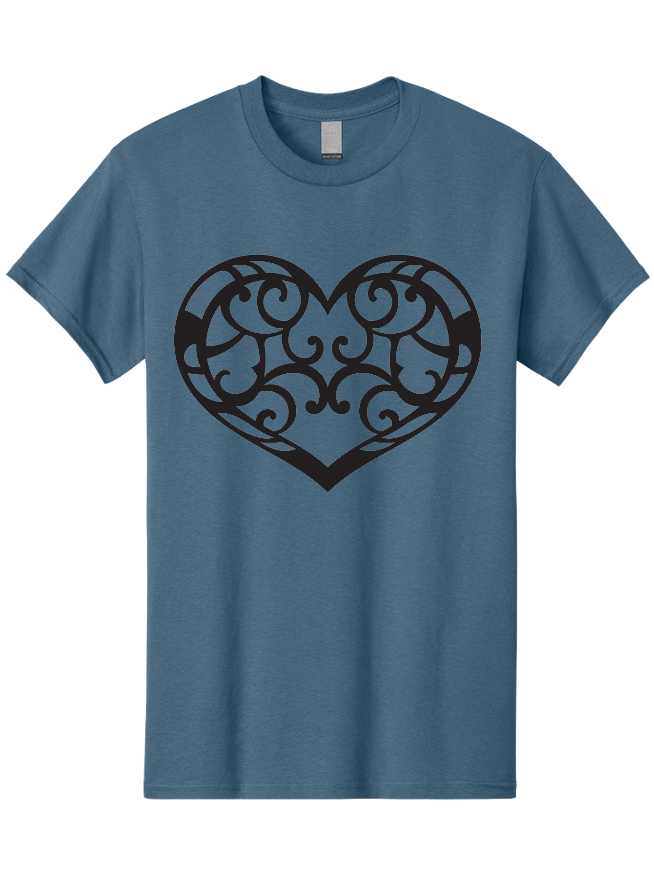 Ornate-Heart Men'S Graphic Tee, 100% Cotton, Comfortable Casual Summer Wear, Machine Washable, Ornate Heart Design, Swirling Patterns, Intricate Details, Symbolic Love, Decorative Art, Valentines Day Theme, Filigree Heart Aab296