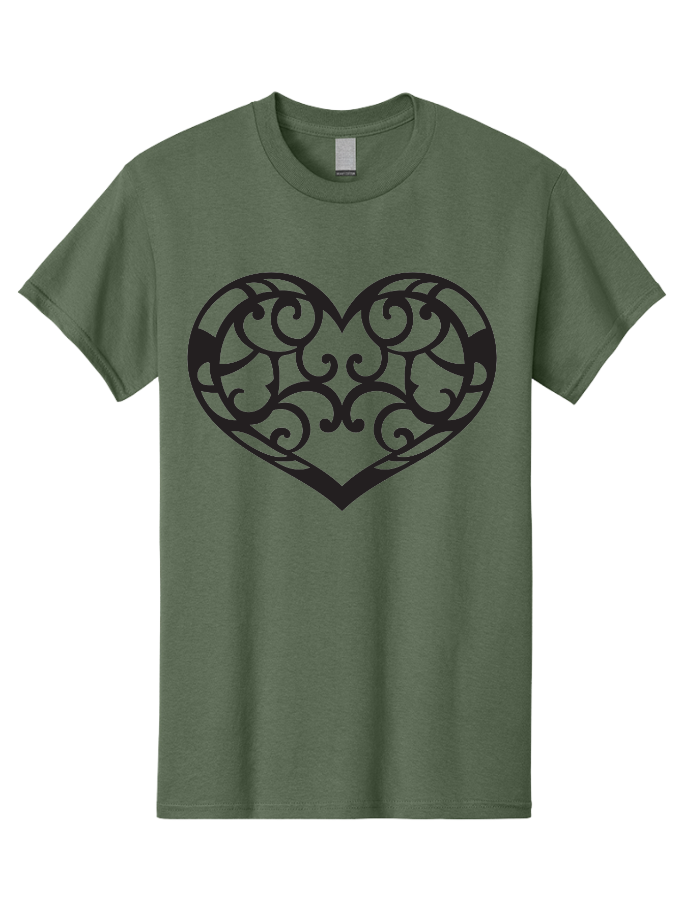 Ornate-Heart Men'S Graphic Tee, 100% Cotton, Comfortable Casual Summer Wear, Machine Washable, Ornate Heart Design, Swirling Patterns, Intricate Details, Symbolic Love, Decorative Art, Valentines Day Theme, Filigree Heart Aab296