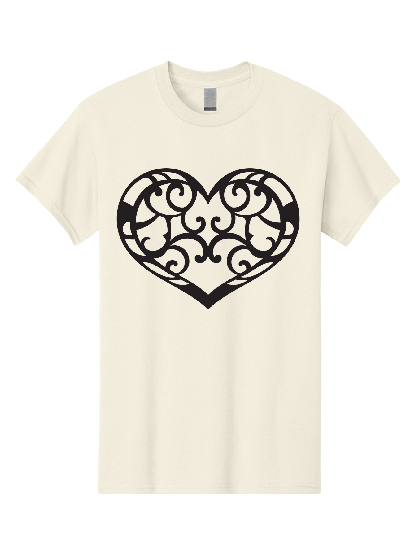 Ornate-Heart Men'S Graphic Tee, 100% Cotton, Comfortable Casual Summer Wear, Machine Washable, Ornate Heart Design, Swirling Patterns, Intricate Details, Symbolic Love, Decorative Art, Valentines Day Theme, Filigree Heart Aab296