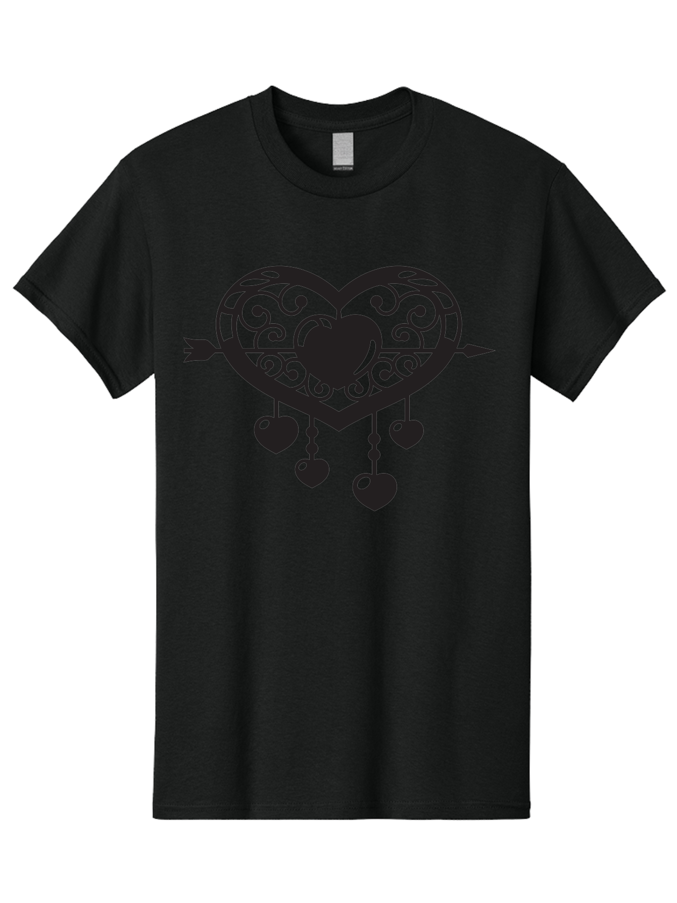 Pierced-Ornate-Heart Men'S Graphic Tee, 100% Cotton, Comfortable Casual Summer Wear, Machine Washable, Heart Pierced By Arrow, Ornate Heart Design, Dangling Hearts, Symbolic Love, Valentines Day Theme, Decorative Hearts, Romantic Gesture, Aab297