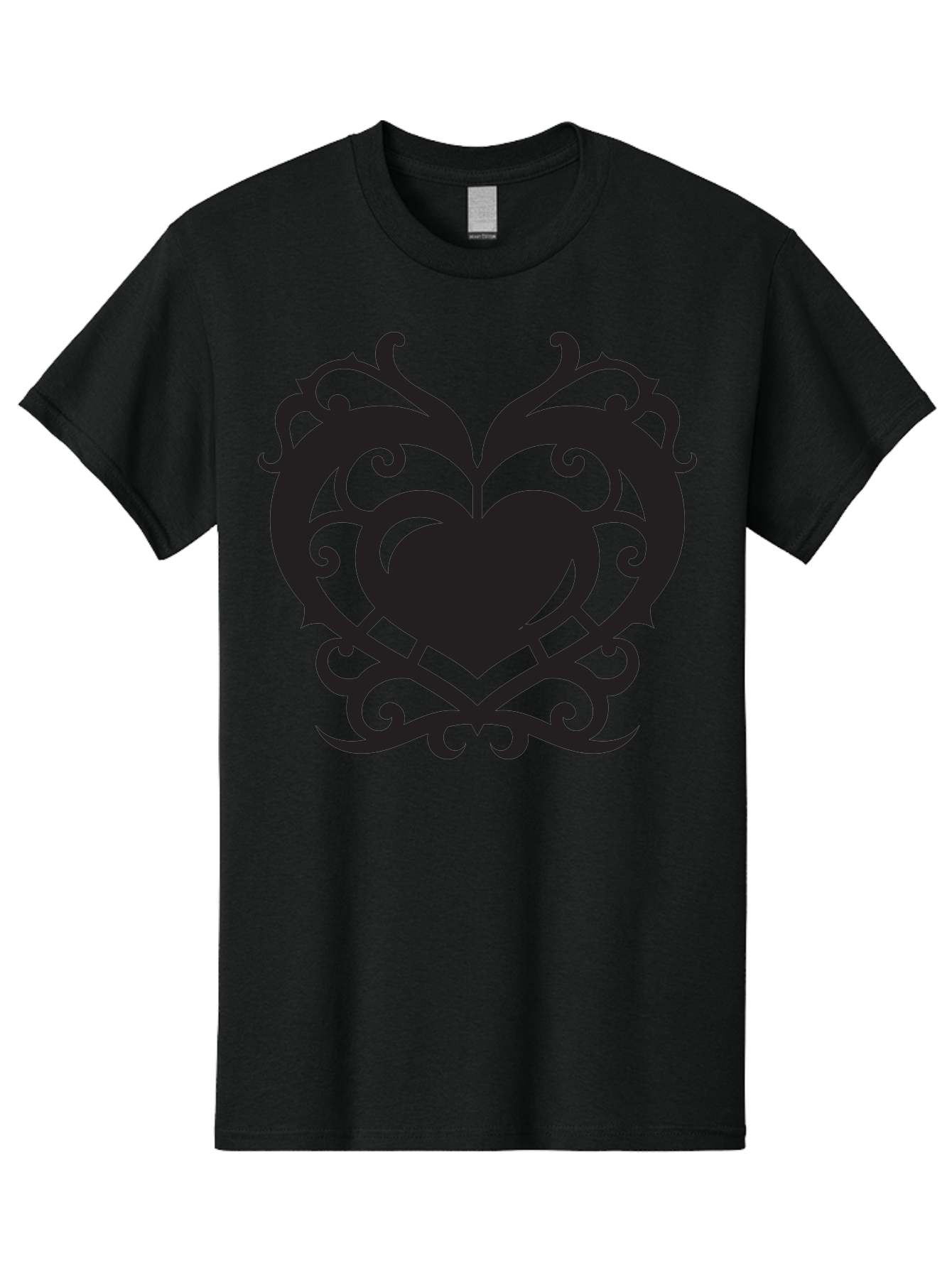 Tribal-Heart Men'S Graphic Tee, 100% Cotton, Comfortable Casual Summer Wear, Machine Washable, Heart Symbol, Decorative Heart, Gothic Design, Intricate Patterns, Filigree Art, Symbolic Love, Ornate Details, Heart Shape, Elegant Design, Aab300