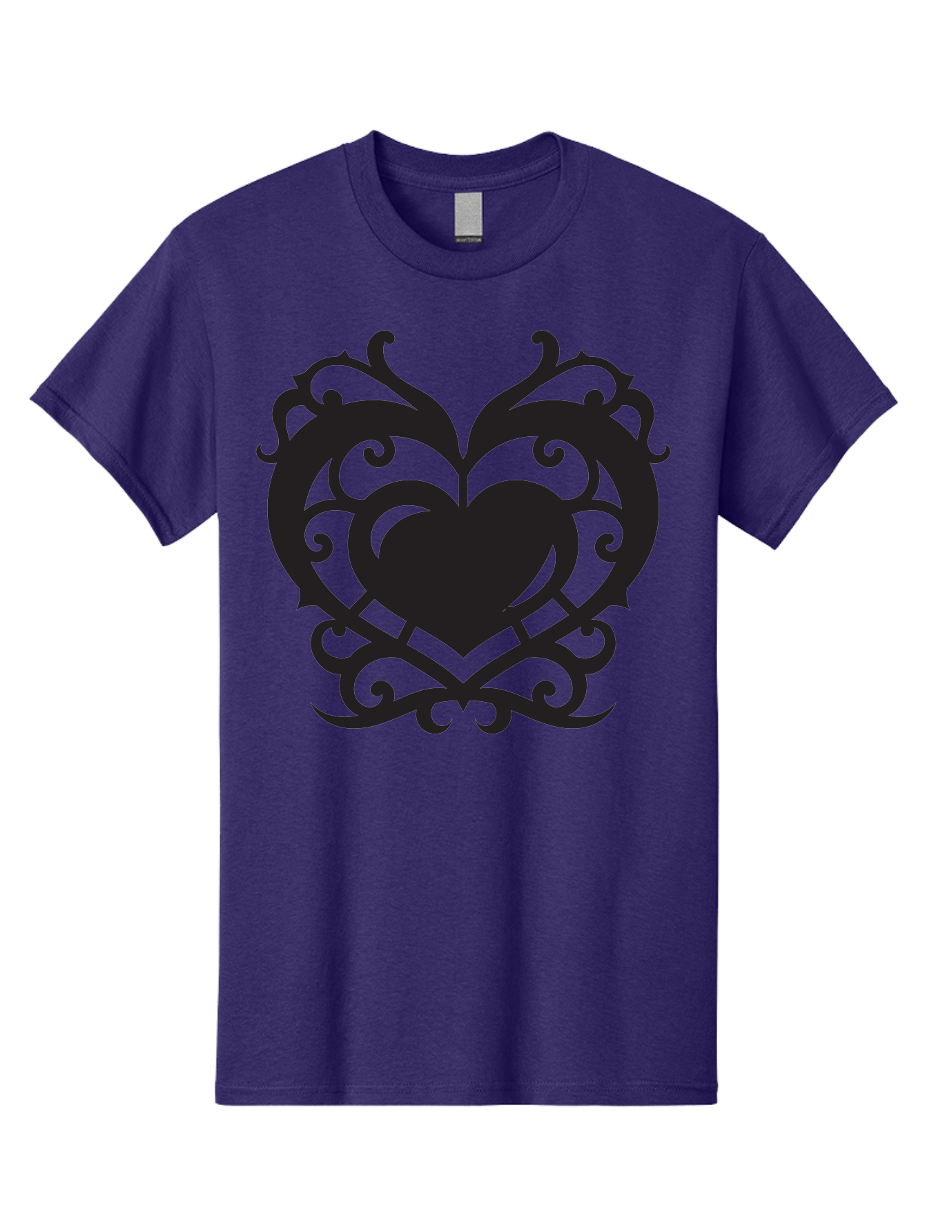 Tribal-Heart Men'S Graphic Tee, 100% Cotton, Comfortable Casual Summer Wear, Machine Washable, Heart Symbol, Decorative Heart, Gothic Design, Intricate Patterns, Filigree Art, Symbolic Love, Ornate Details, Heart Shape, Elegant Design, Aab300