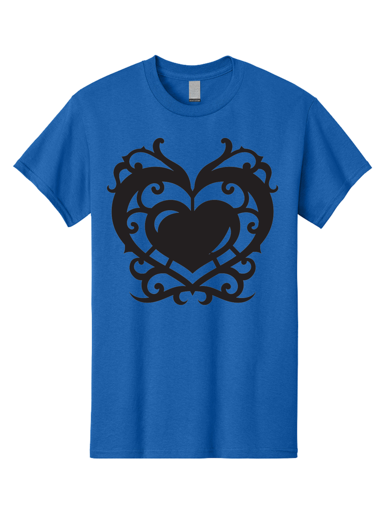 Tribal-Heart Men'S Graphic Tee, 100% Cotton, Comfortable Casual Summer Wear, Machine Washable, Heart Symbol, Decorative Heart, Gothic Design, Intricate Patterns, Filigree Art, Symbolic Love, Ornate Details, Heart Shape, Elegant Design, Aab300