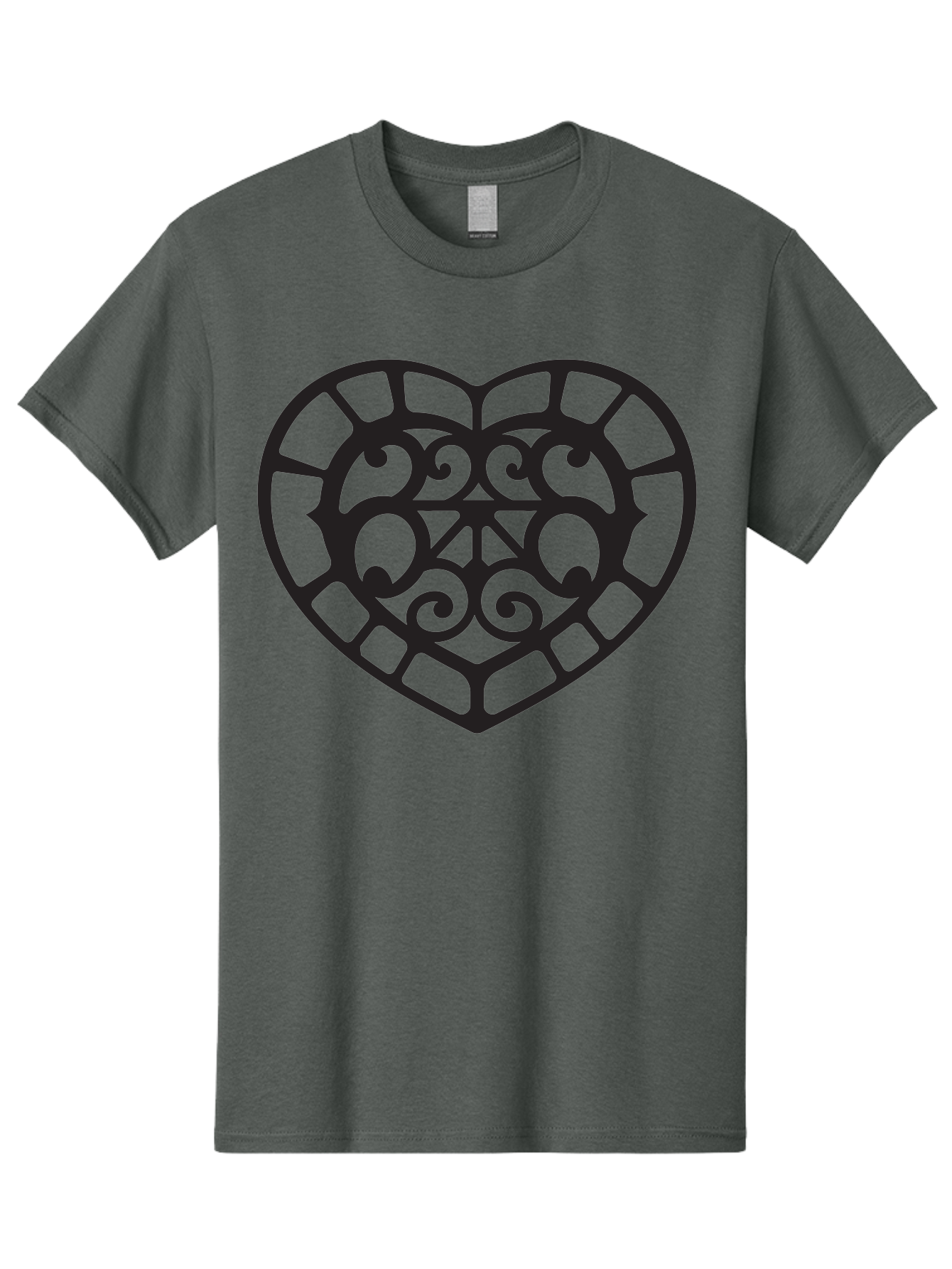 Tricolor-Heart Men'S Graphic Tee, 100% Cotton, Comfortable Casual Summer Wear, Machine Washable, Stained Glass Heart, Decorative Heart, Intricate Design, Swirling Patterns, Heart Shape, Love Symbol, Ornate Details, Glass Art, Heart Icon Aab301