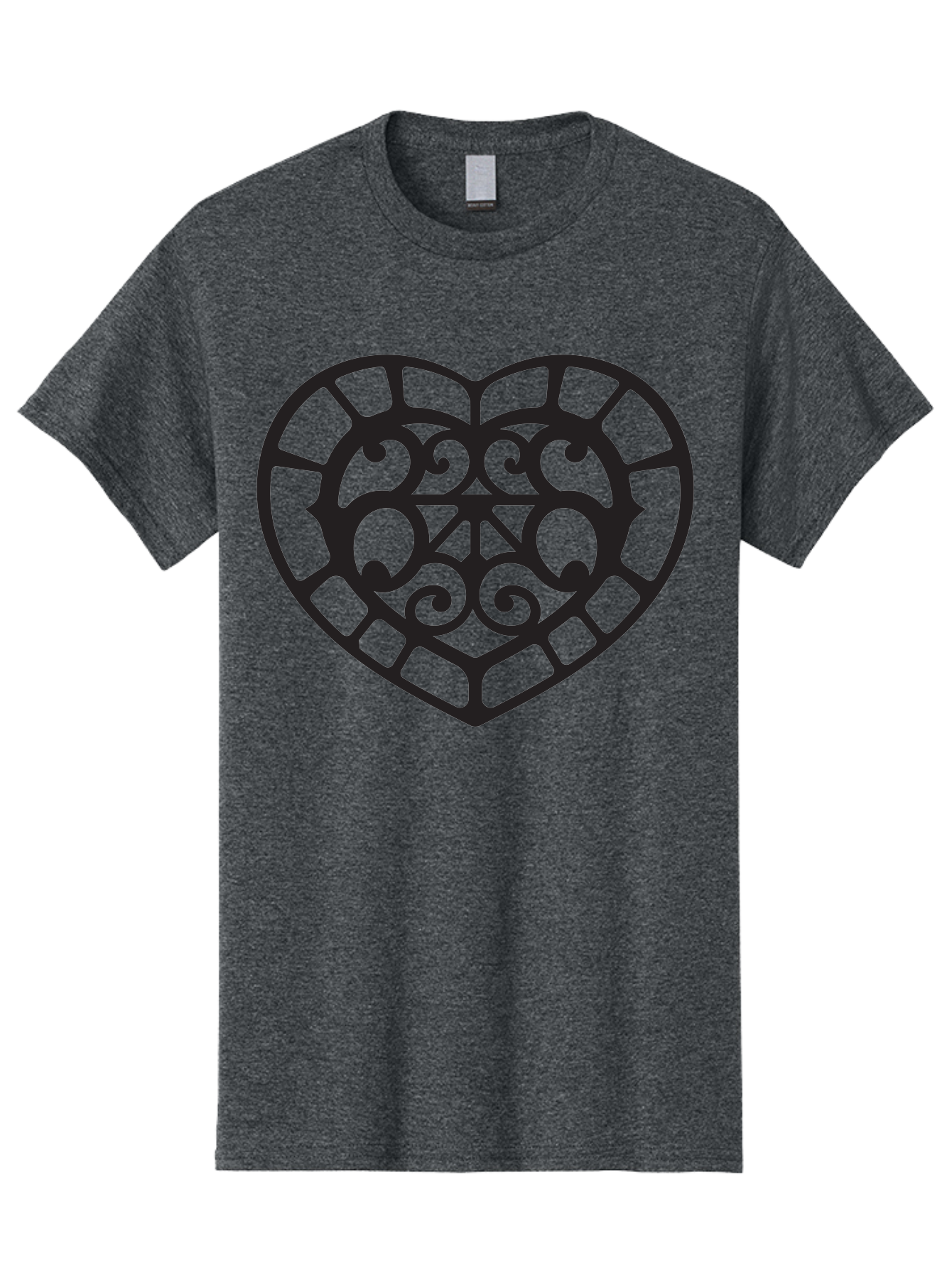 Tricolor-Heart Men'S Graphic Tee, 100% Cotton, Comfortable Casual Summer Wear, Machine Washable, Stained Glass Heart, Decorative Heart, Intricate Design, Swirling Patterns, Heart Shape, Love Symbol, Ornate Details, Glass Art, Heart Icon Aab301