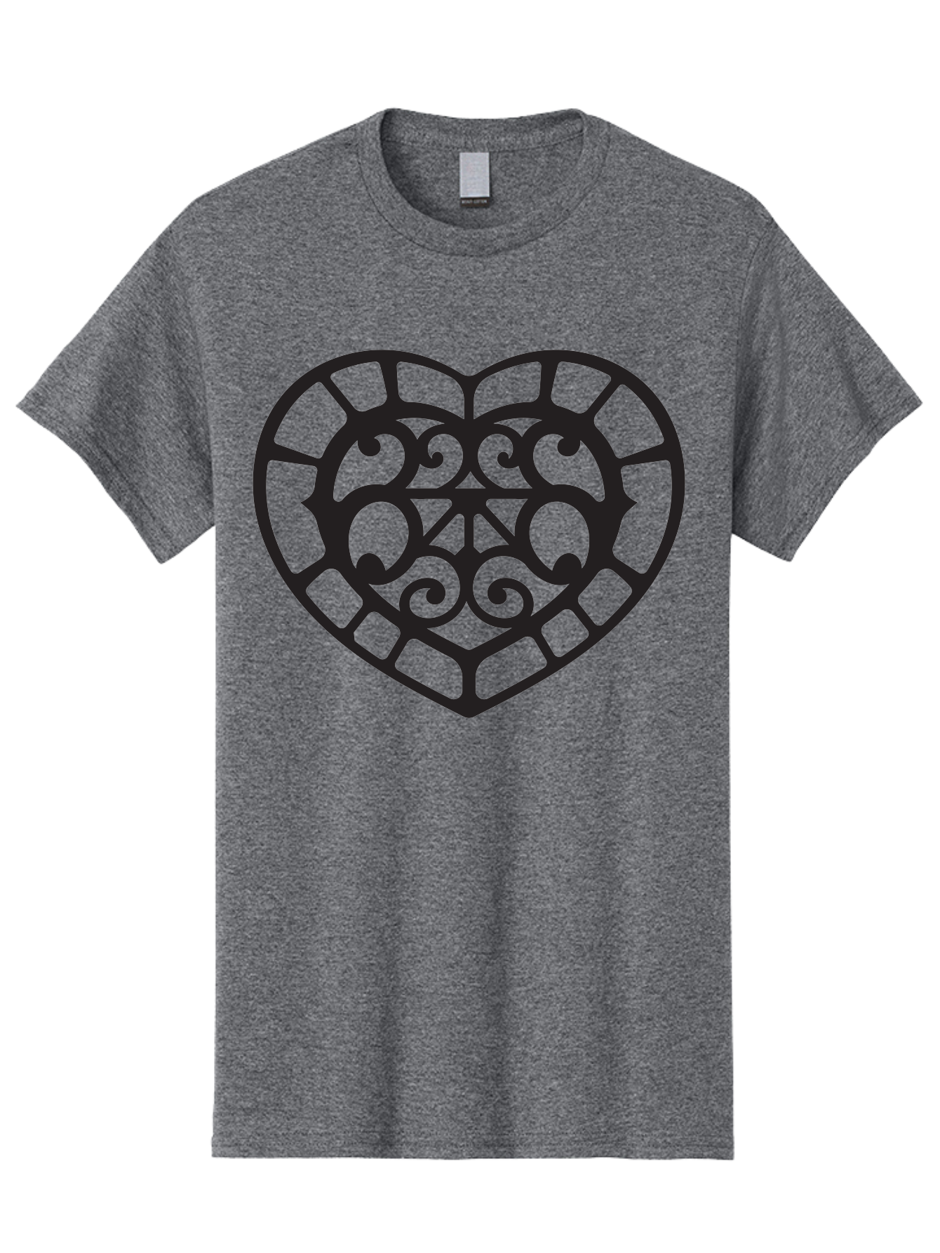 Tricolor-Heart Men'S Graphic Tee, 100% Cotton, Comfortable Casual Summer Wear, Machine Washable, Stained Glass Heart, Decorative Heart, Intricate Design, Swirling Patterns, Heart Shape, Love Symbol, Ornate Details, Glass Art, Heart Icon Aab301
