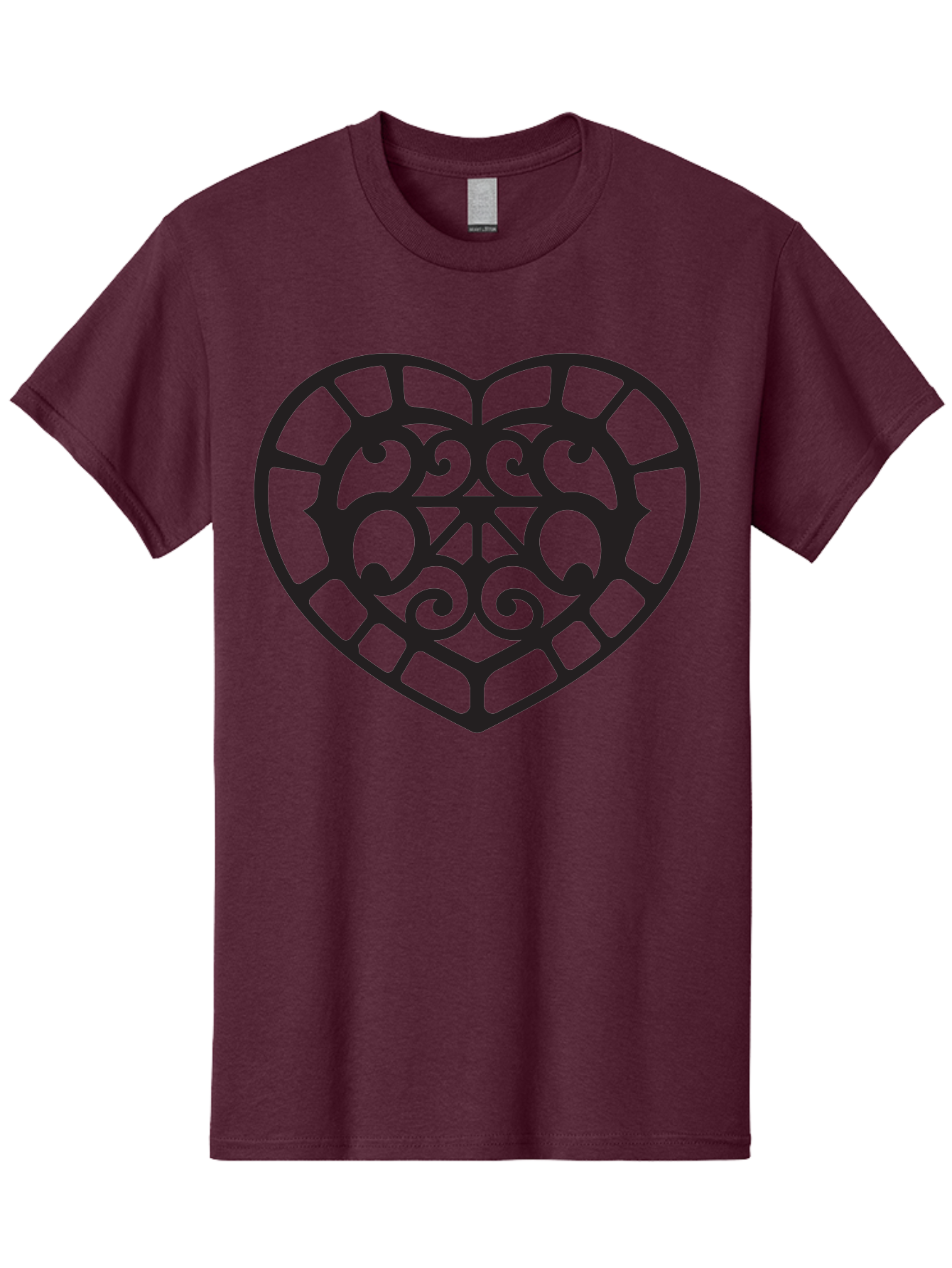 Tricolor-Heart Men'S Graphic Tee, 100% Cotton, Comfortable Casual Summer Wear, Machine Washable, Stained Glass Heart, Decorative Heart, Intricate Design, Swirling Patterns, Heart Shape, Love Symbol, Ornate Details, Glass Art, Heart Icon Aab301