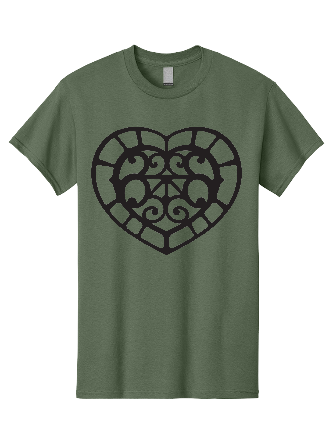 Tricolor-Heart Men'S Graphic Tee, 100% Cotton, Comfortable Casual Summer Wear, Machine Washable, Stained Glass Heart, Decorative Heart, Intricate Design, Swirling Patterns, Heart Shape, Love Symbol, Ornate Details, Glass Art, Heart Icon Aab301