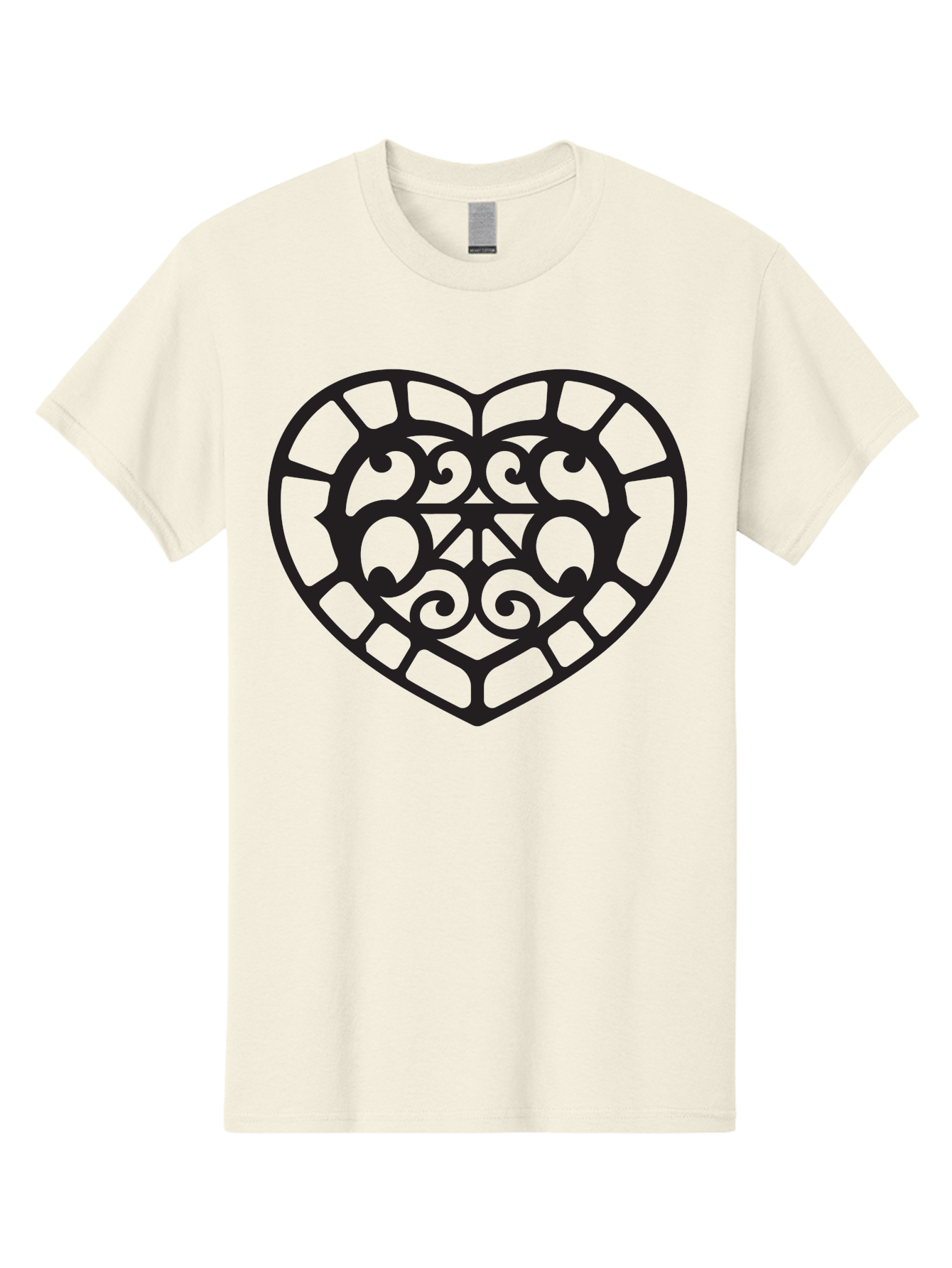 Tricolor-Heart Men'S Graphic Tee, 100% Cotton, Comfortable Casual Summer Wear, Machine Washable, Stained Glass Heart, Decorative Heart, Intricate Design, Swirling Patterns, Heart Shape, Love Symbol, Ornate Details, Glass Art, Heart Icon Aab301
