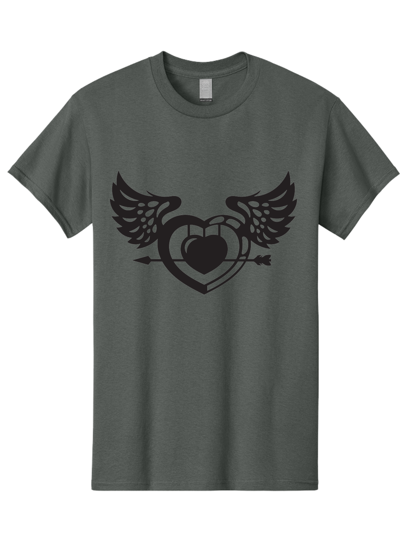 Winged-Heart Men'S Graphic Tee, 100% Cotton, Comfortable Casual Summer Wear, Machine Washable, Heart With Wings, Arrow Through Heart, Love Symbol, Cupid Inspiration, Heart Design, Winged Heart, Love Art, Valentines Day Theme, Heart With Arrow Aab304