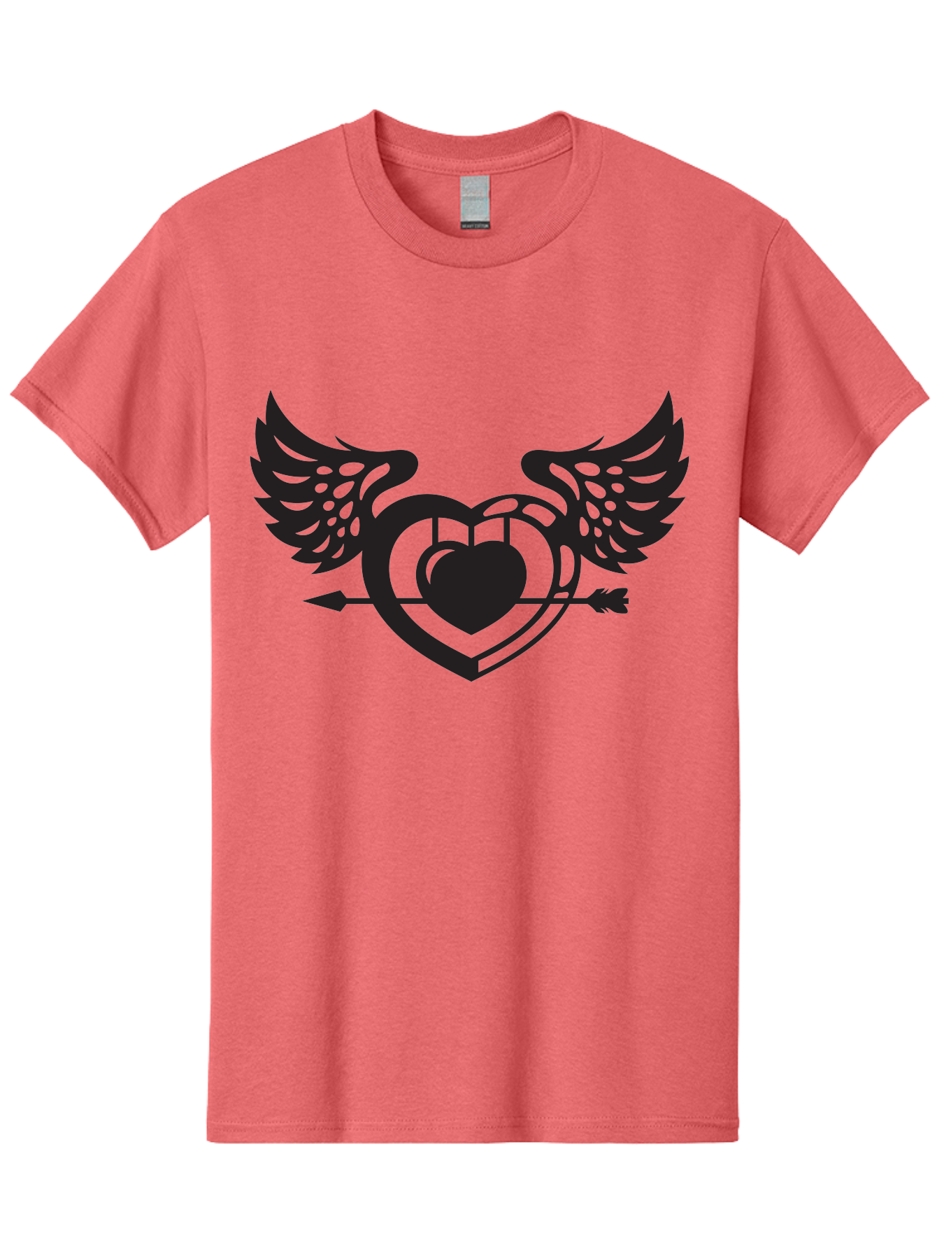 Winged-Heart Men'S Graphic Tee, 100% Cotton, Comfortable Casual Summer Wear, Machine Washable, Heart With Wings, Arrow Through Heart, Love Symbol, Cupid Inspiration, Heart Design, Winged Heart, Love Art, Valentines Day Theme, Heart With Arrow Aab304