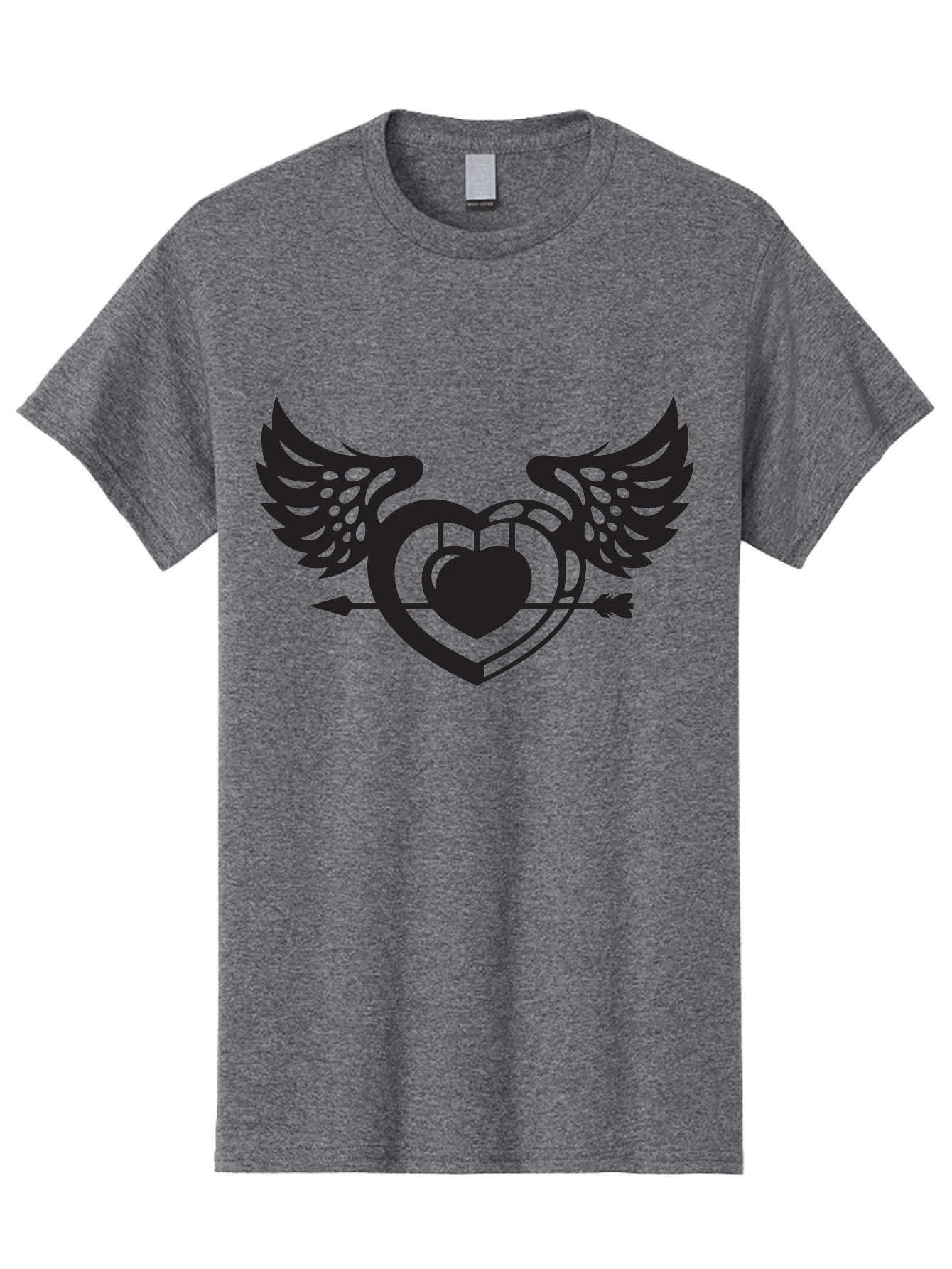 Winged-Heart Men'S Graphic Tee, 100% Cotton, Comfortable Casual Summer Wear, Machine Washable, Heart With Wings, Arrow Through Heart, Love Symbol, Cupid Inspiration, Heart Design, Winged Heart, Love Art, Valentines Day Theme, Heart With Arrow Aab304