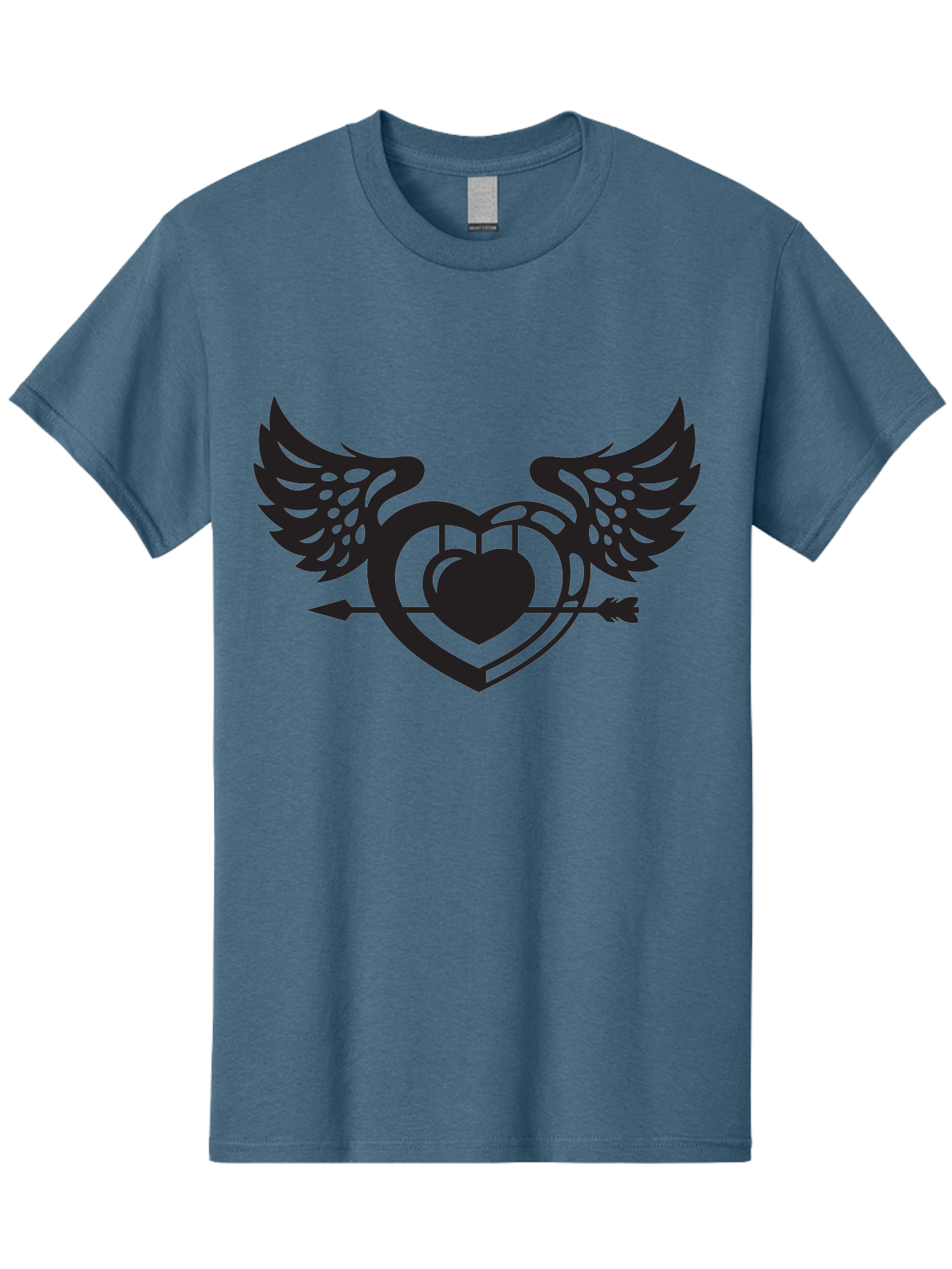 Winged-Heart Men'S Graphic Tee, 100% Cotton, Comfortable Casual Summer Wear, Machine Washable, Heart With Wings, Arrow Through Heart, Love Symbol, Cupid Inspiration, Heart Design, Winged Heart, Love Art, Valentines Day Theme, Heart With Arrow Aab304