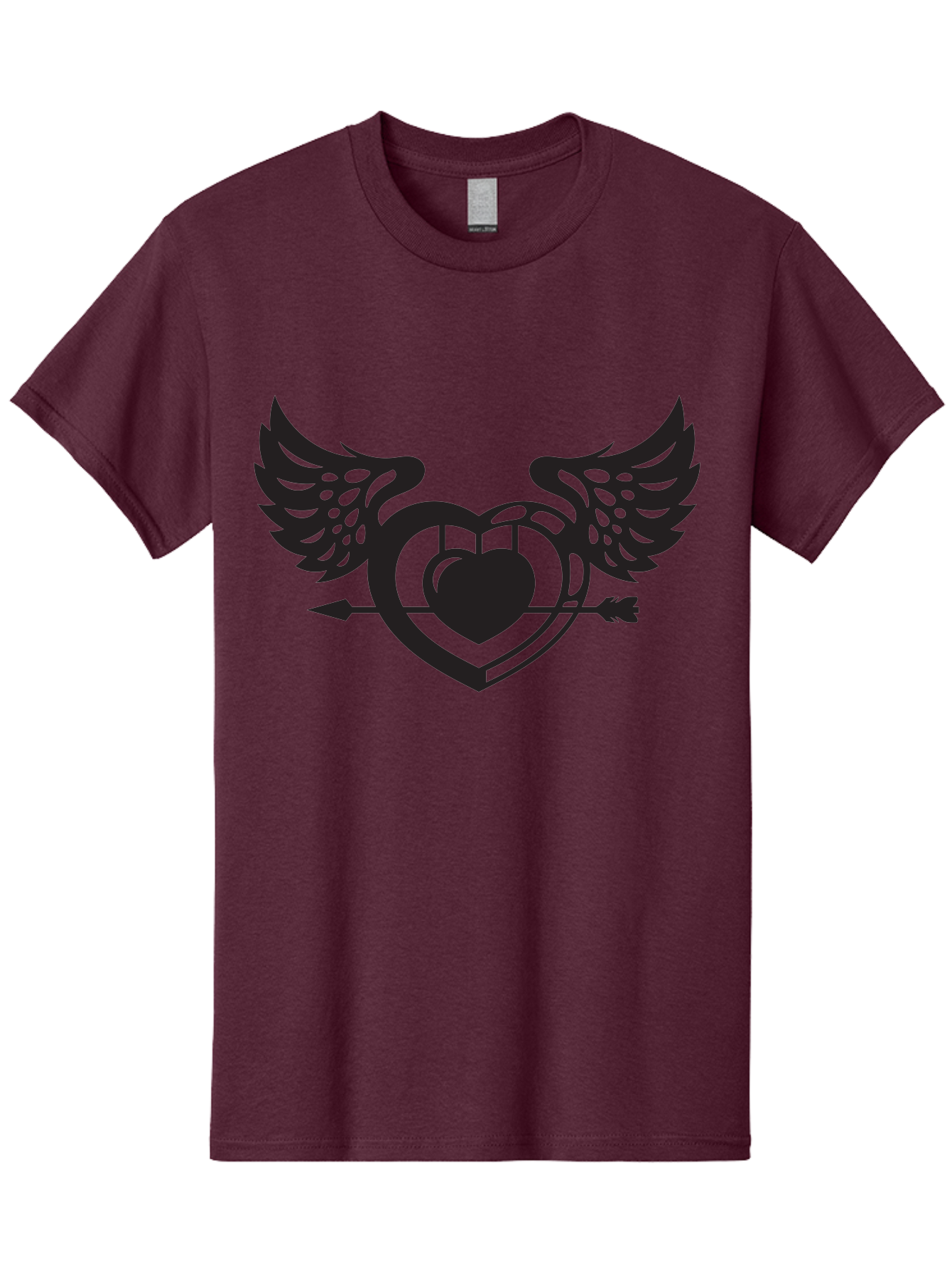 Winged-Heart Men'S Graphic Tee, 100% Cotton, Comfortable Casual Summer Wear, Machine Washable, Heart With Wings, Arrow Through Heart, Love Symbol, Cupid Inspiration, Heart Design, Winged Heart, Love Art, Valentines Day Theme, Heart With Arrow Aab304