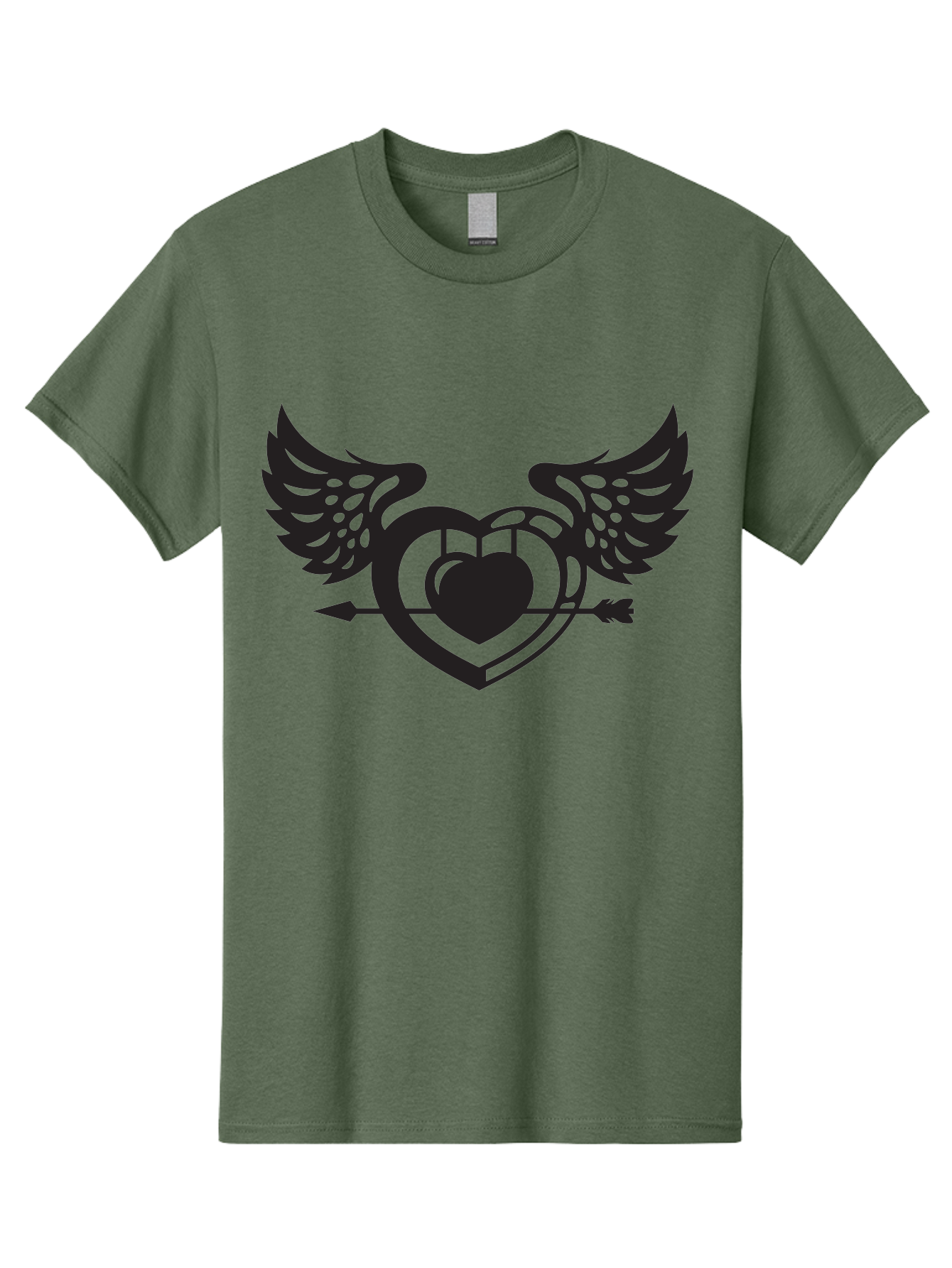 Winged-Heart Men'S Graphic Tee, 100% Cotton, Comfortable Casual Summer Wear, Machine Washable, Heart With Wings, Arrow Through Heart, Love Symbol, Cupid Inspiration, Heart Design, Winged Heart, Love Art, Valentines Day Theme, Heart With Arrow Aab304