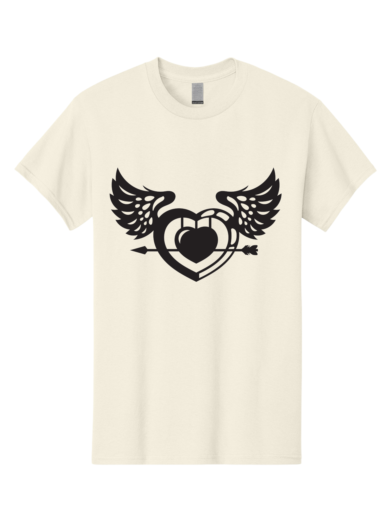 Winged-Heart Men'S Graphic Tee, 100% Cotton, Comfortable Casual Summer Wear, Machine Washable, Heart With Wings, Arrow Through Heart, Love Symbol, Cupid Inspiration, Heart Design, Winged Heart, Love Art, Valentines Day Theme, Heart With Arrow Aab304