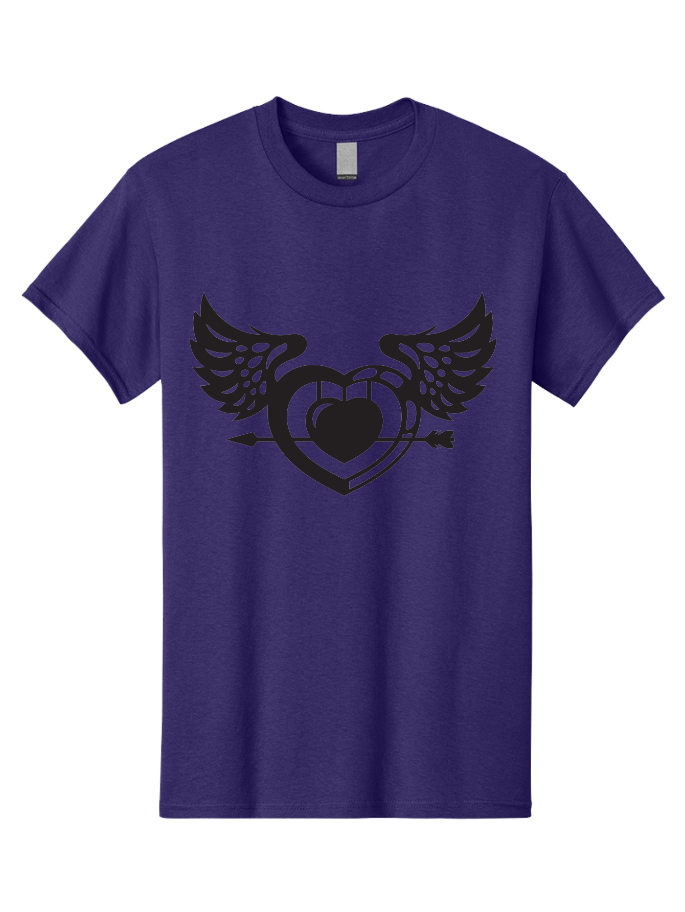 Winged-Heart Men'S Graphic Tee, 100% Cotton, Comfortable Casual Summer Wear, Machine Washable, Heart With Wings, Arrow Through Heart, Love Symbol, Cupid Inspiration, Heart Design, Winged Heart, Love Art, Valentines Day Theme, Heart With Arrow Aab304