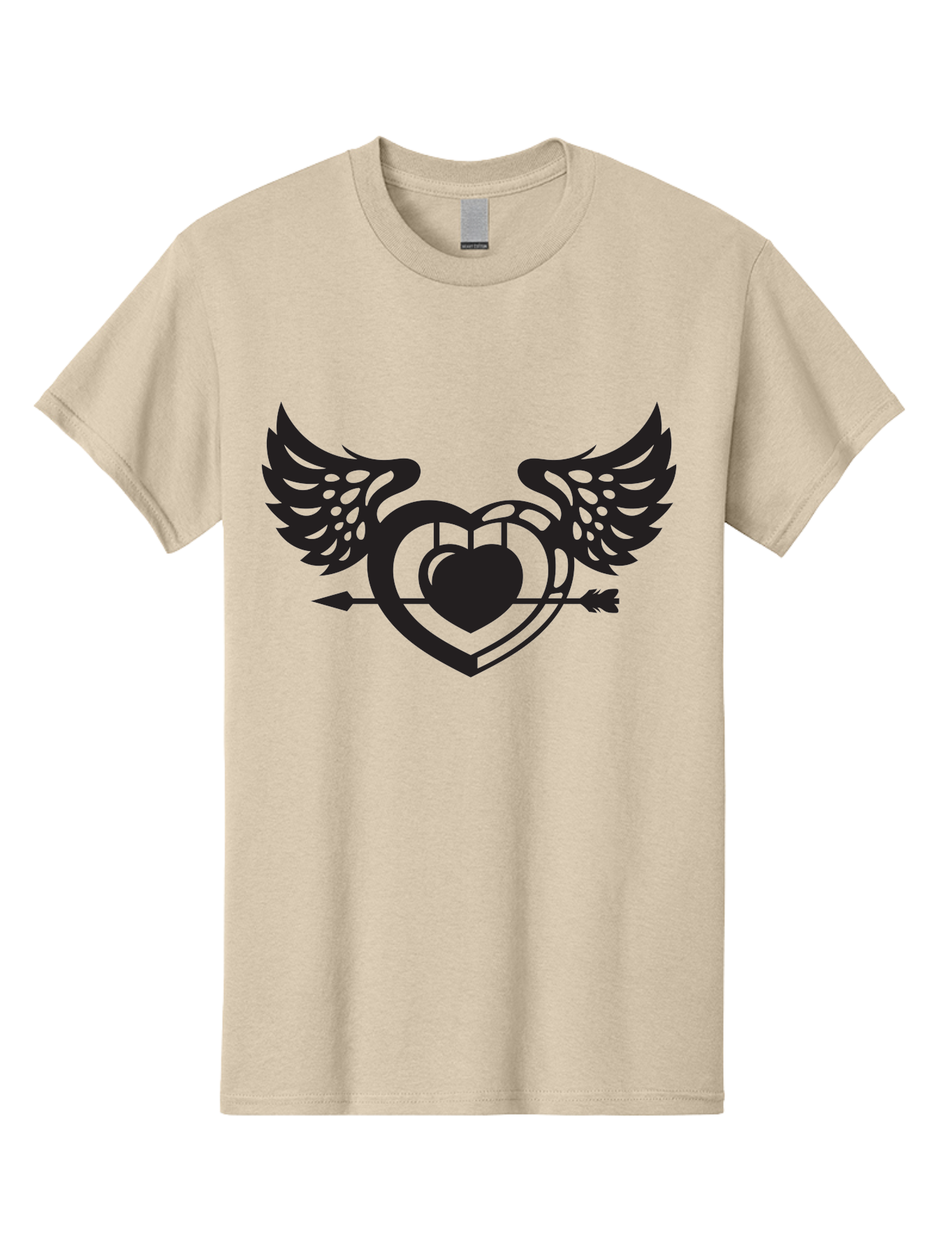 Winged-Heart Men'S Graphic Tee, 100% Cotton, Comfortable Casual Summer Wear, Machine Washable, Heart With Wings, Arrow Through Heart, Love Symbol, Cupid Inspiration, Heart Design, Winged Heart, Love Art, Valentines Day Theme, Heart With Arrow Aab304