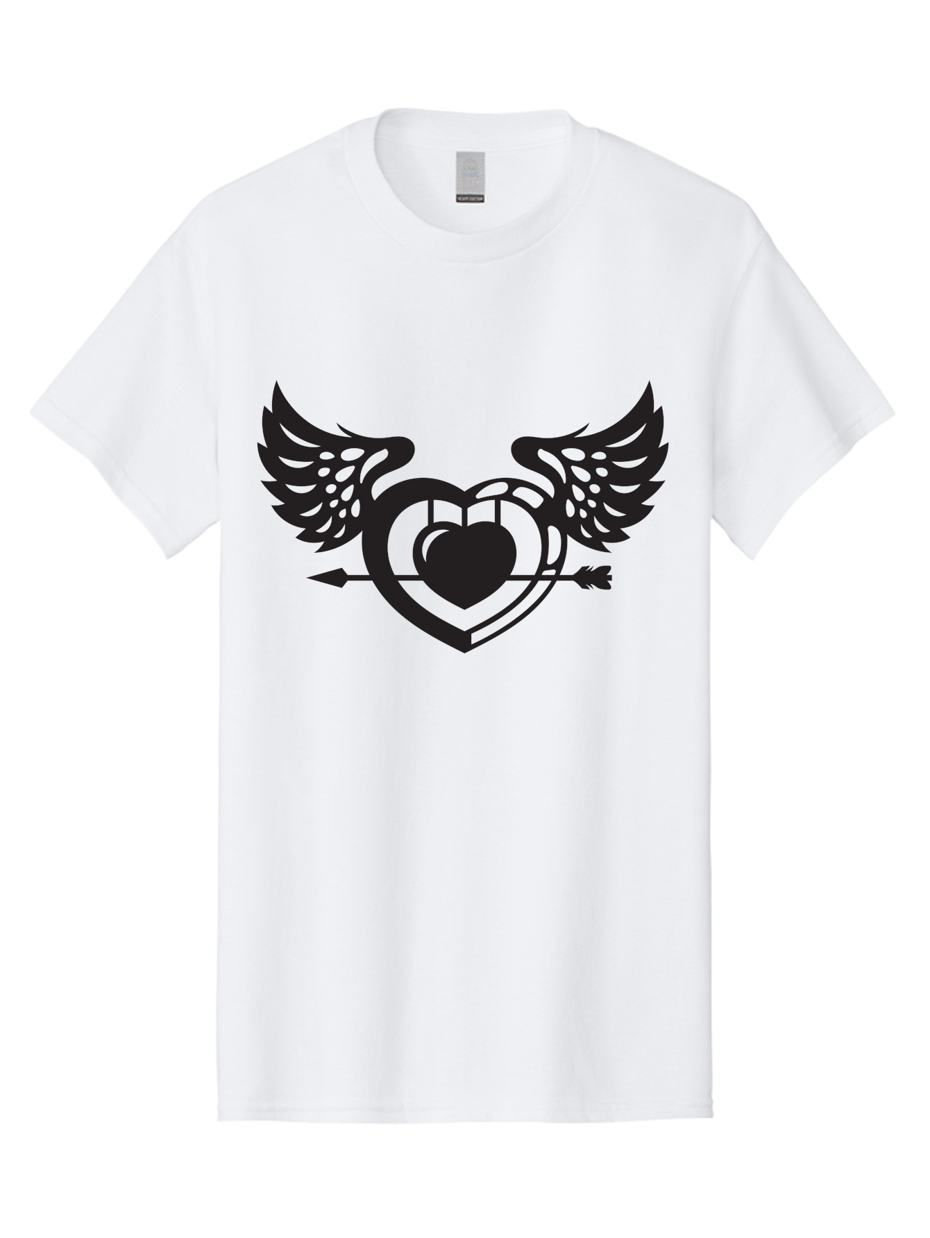 Winged-Heart Men'S Graphic Tee, 100% Cotton, Comfortable Casual Summer Wear, Machine Washable, Heart With Wings, Arrow Through Heart, Love Symbol, Cupid Inspiration, Heart Design, Winged Heart, Love Art, Valentines Day Theme, Heart With Arrow Aab304