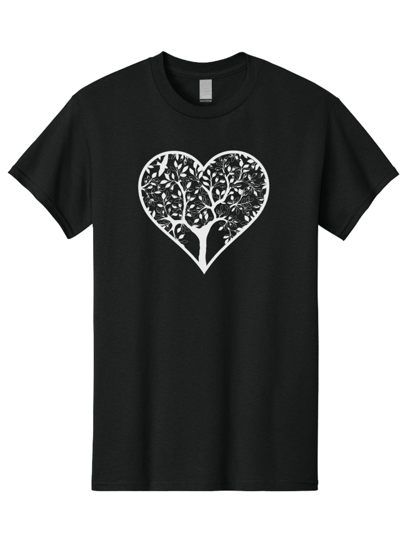 Tree-In-Heart Men'S Graphic Tee, 100% Cotton, Comfortable Casual Summer Wear, Machine Washable, Heart Shaped Tree, Leafy Branches, Symbolic Illustration, Minimalist Design, Love And Nature, Eco Friendly Art, Tree Of Life, Heart Outline Aab305