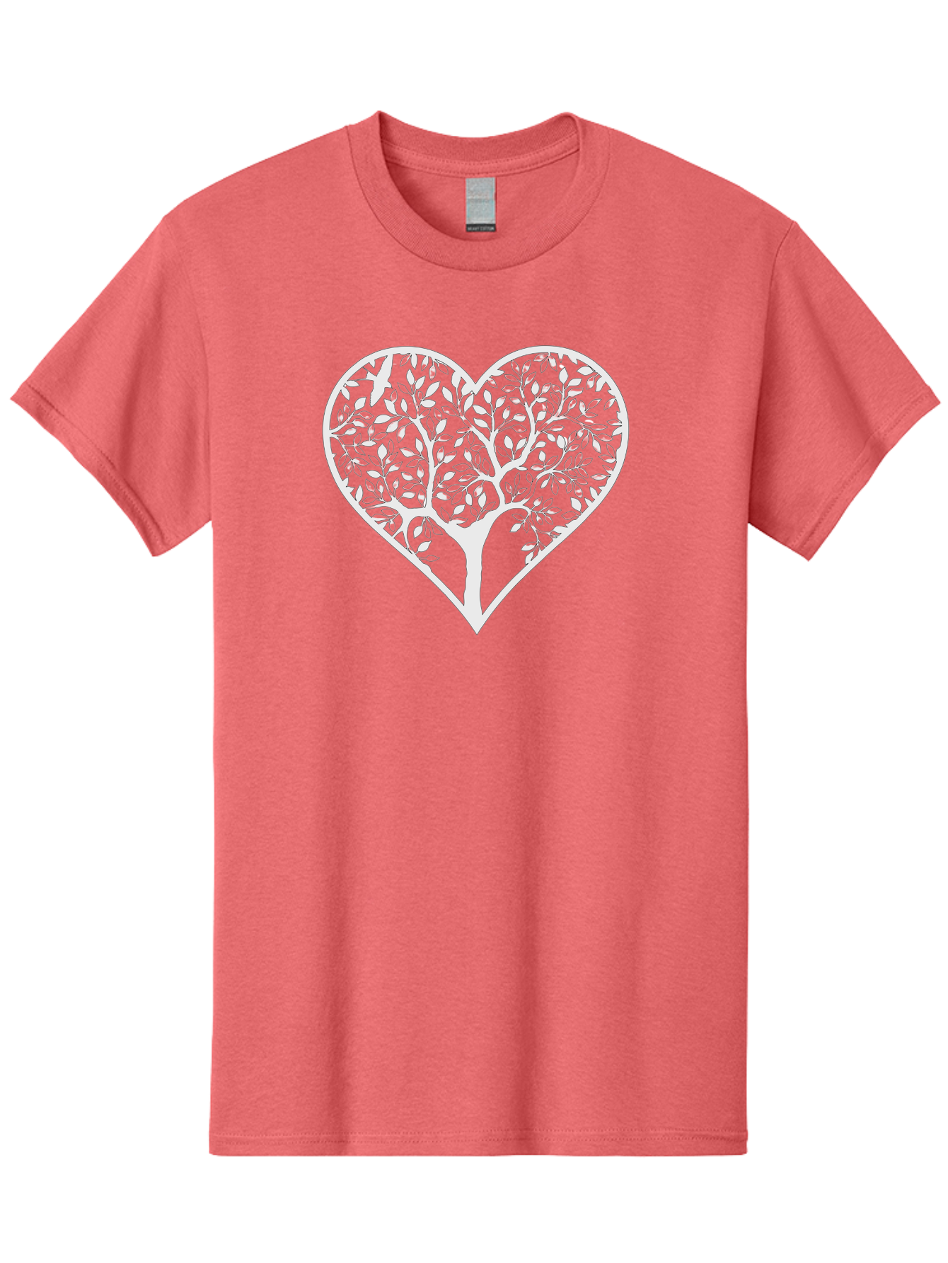 Tree-In-Heart Men'S Graphic Tee, 100% Cotton, Comfortable Casual Summer Wear, Machine Washable, Heart Shaped Tree, Leafy Branches, Symbolic Illustration, Minimalist Design, Love And Nature, Eco Friendly Art, Tree Of Life, Heart Outline Aab305