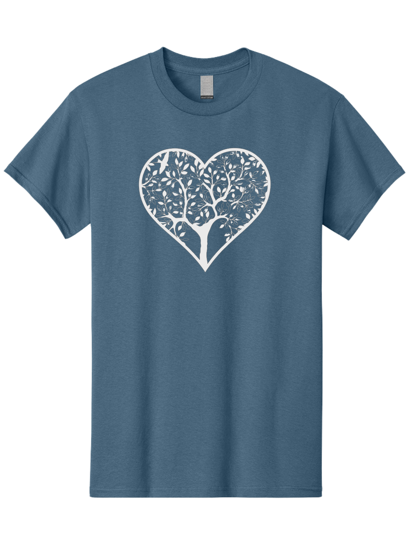 Tree-In-Heart Men'S Graphic Tee, 100% Cotton, Comfortable Casual Summer Wear, Machine Washable, Heart Shaped Tree, Leafy Branches, Symbolic Illustration, Minimalist Design, Love And Nature, Eco Friendly Art, Tree Of Life, Heart Outline Aab305