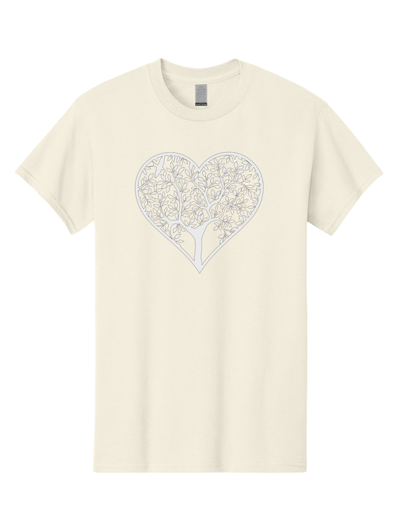 Tree-In-Heart Men'S Graphic Tee, 100% Cotton, Comfortable Casual Summer Wear, Machine Washable, Heart Shaped Tree, Leafy Branches, Symbolic Illustration, Minimalist Design, Love And Nature, Eco Friendly Art, Tree Of Life, Heart Outline Aab305