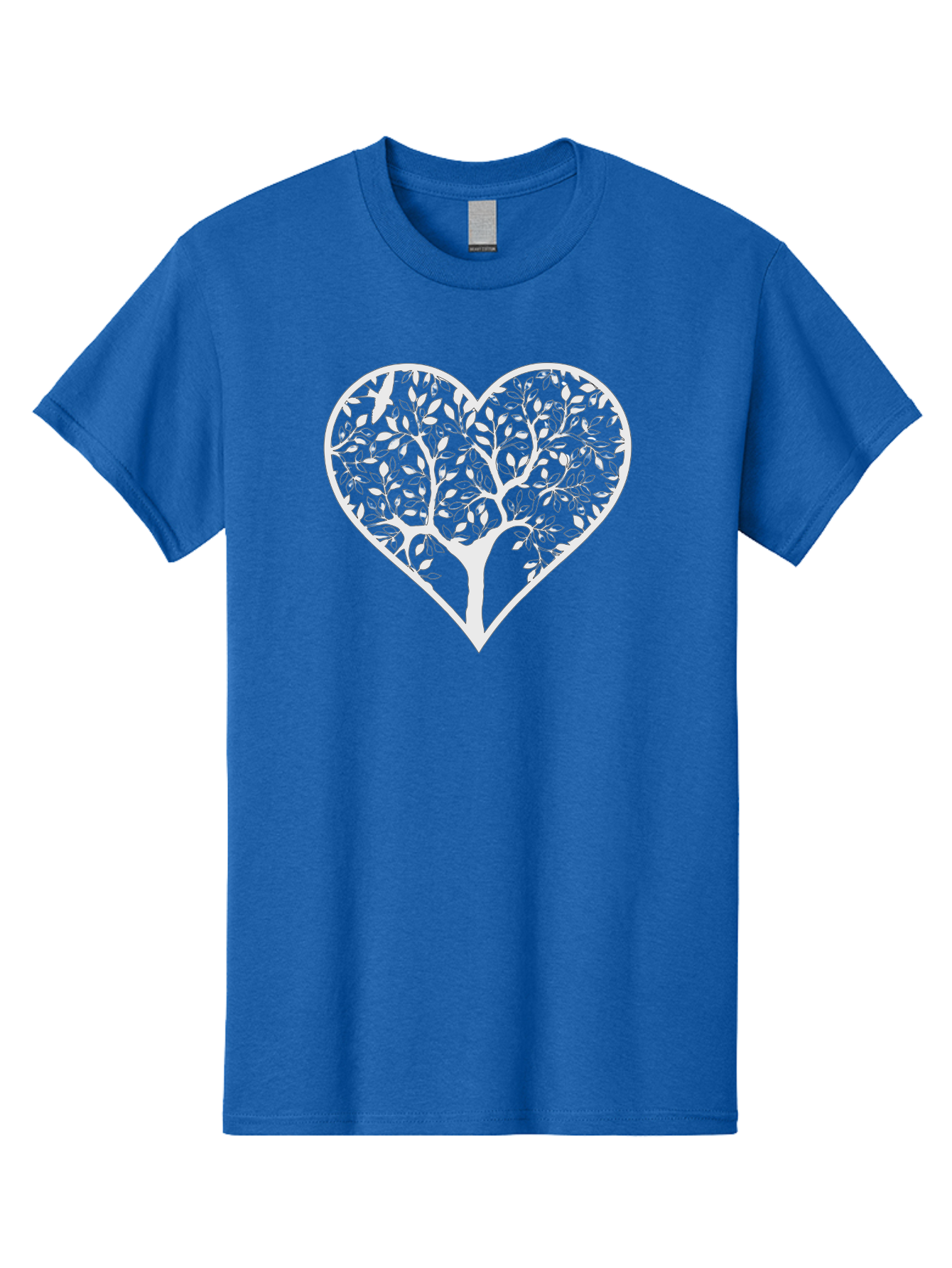 Tree-In-Heart Men'S Graphic Tee, 100% Cotton, Comfortable Casual Summer Wear, Machine Washable, Heart Shaped Tree, Leafy Branches, Symbolic Illustration, Minimalist Design, Love And Nature, Eco Friendly Art, Tree Of Life, Heart Outline Aab305