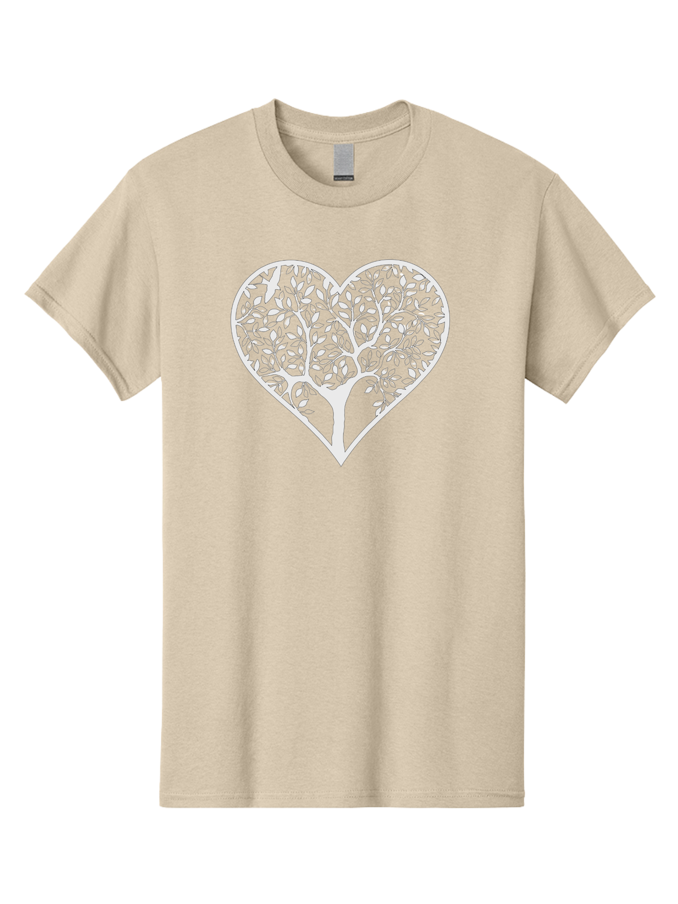 Tree-In-Heart Men'S Graphic Tee, 100% Cotton, Comfortable Casual Summer Wear, Machine Washable, Heart Shaped Tree, Leafy Branches, Symbolic Illustration, Minimalist Design, Love And Nature, Eco Friendly Art, Tree Of Life, Heart Outline Aab305