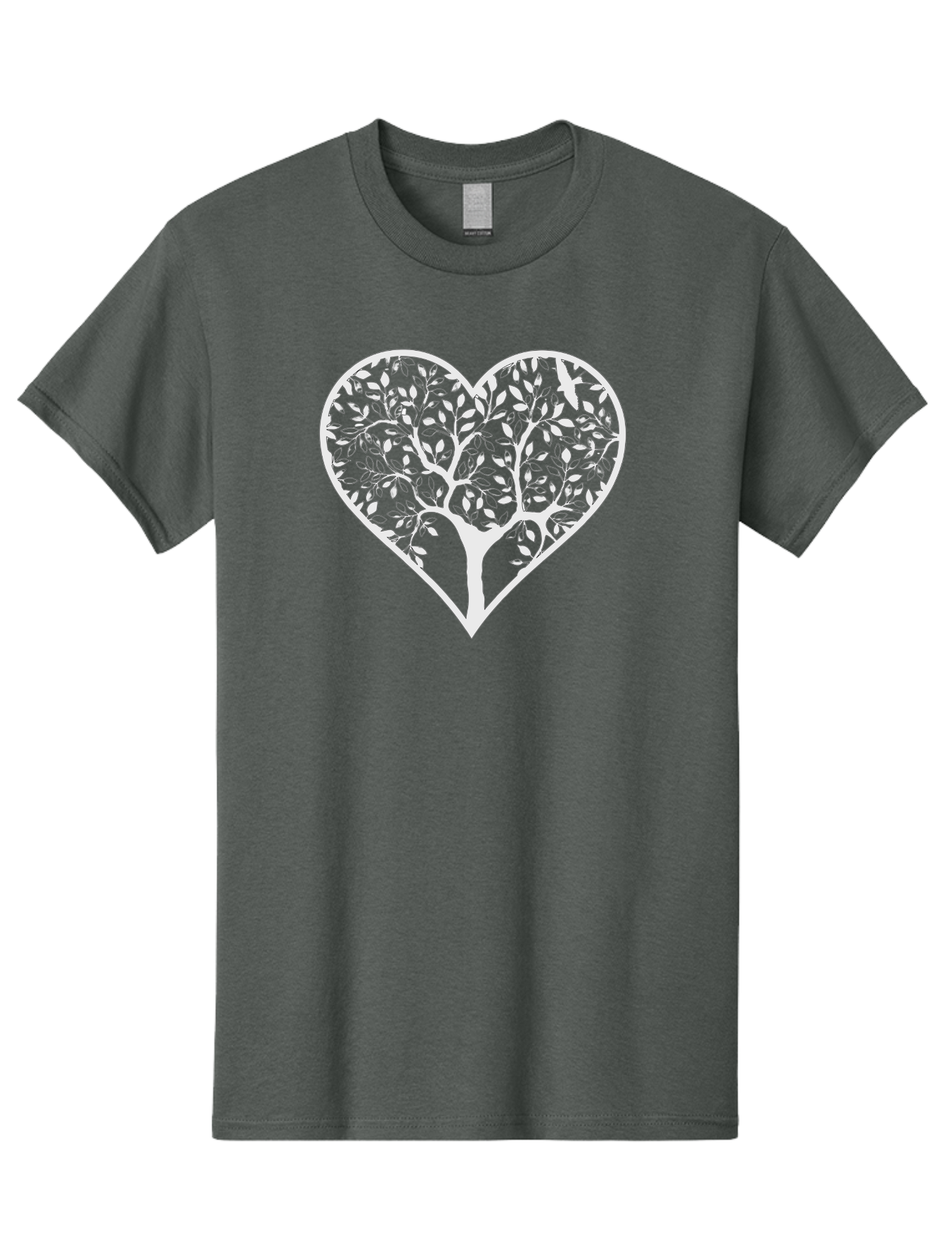 Tree-Of-Life-Heart Men'S Graphic Tee, 100% Cotton, Comfortable Casual Summer Wear, Machine Washable, Tree In Heart Shape, Leafy Branches, Symbolic Art, Love And Nature, Heart-Shaped Tree, Intricate Design, Symbolic Representation, Aab308
