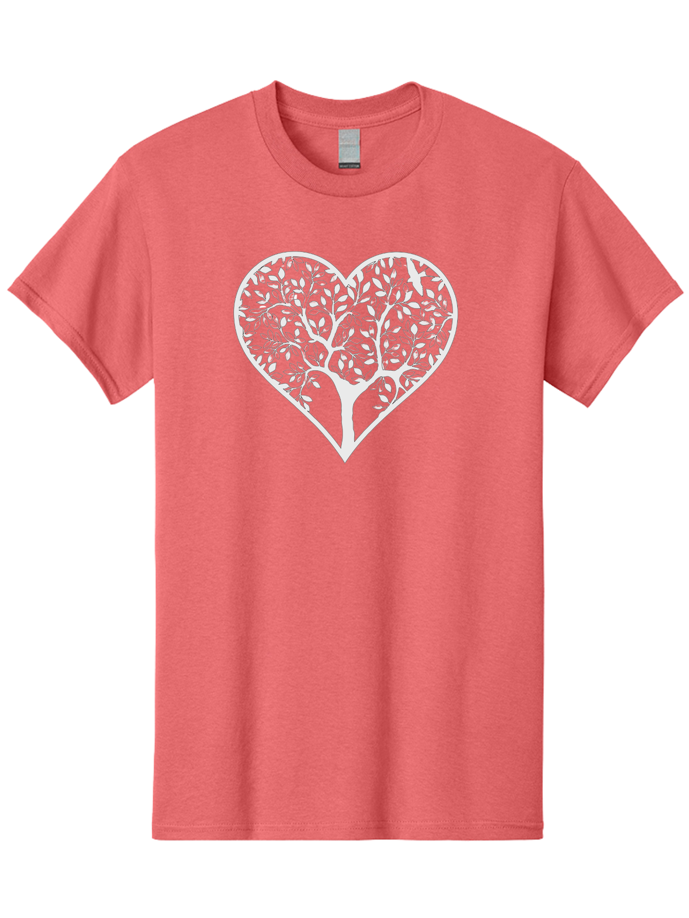 Tree-Of-Life-Heart Men'S Graphic Tee, 100% Cotton, Comfortable Casual Summer Wear, Machine Washable, Tree In Heart Shape, Leafy Branches, Symbolic Art, Love And Nature, Heart-Shaped Tree, Intricate Design, Symbolic Representation, Aab308