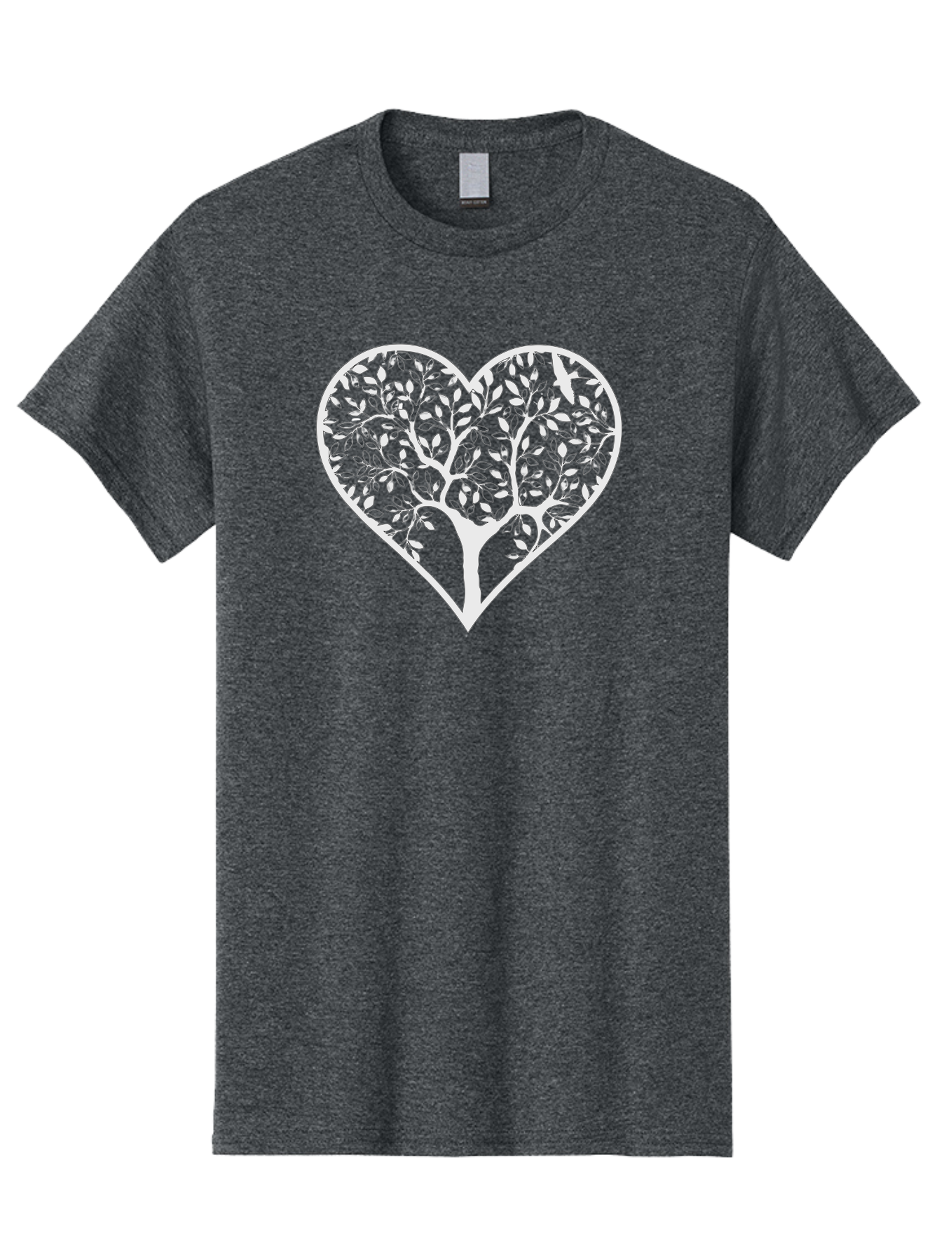Tree-Of-Life-Heart Men'S Graphic Tee, 100% Cotton, Comfortable Casual Summer Wear, Machine Washable, Tree In Heart Shape, Leafy Branches, Symbolic Art, Love And Nature, Heart-Shaped Tree, Intricate Design, Symbolic Representation, Aab308